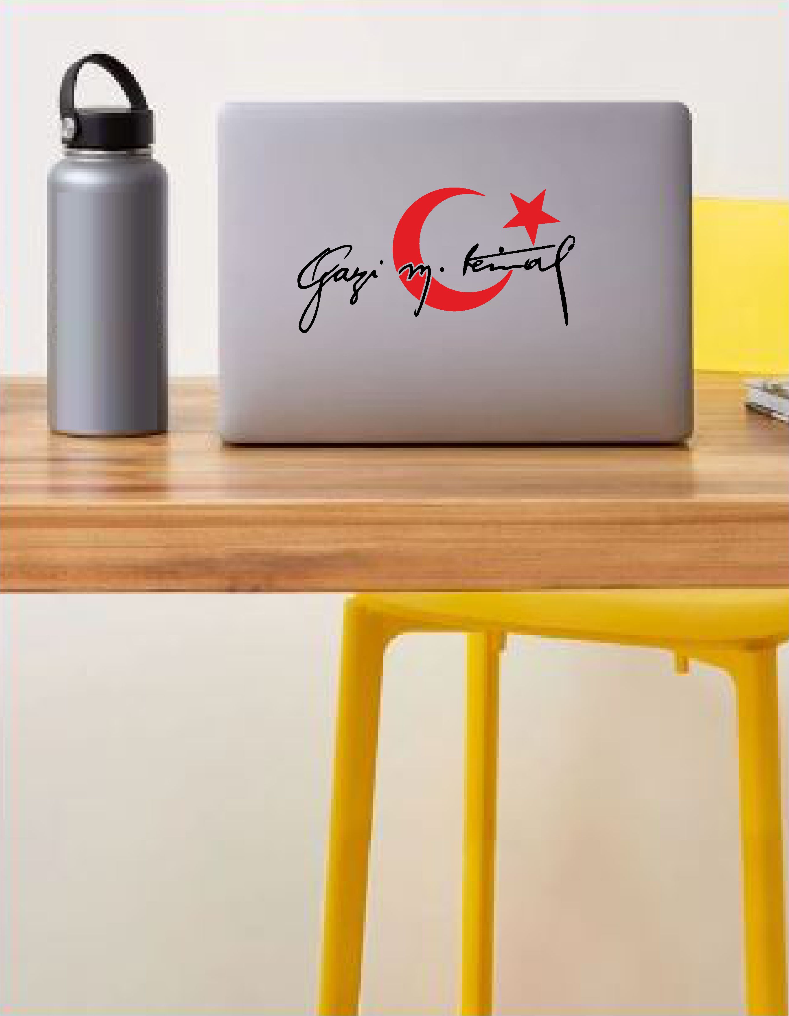 Türk Bayrağı Atatürk Mustafa Kemal Gazi̇ Mustafa Kemal Atatürk İmza Araba Oto Motosi̇klet Karavan Sti̇cker 00006 50X26 Cm 