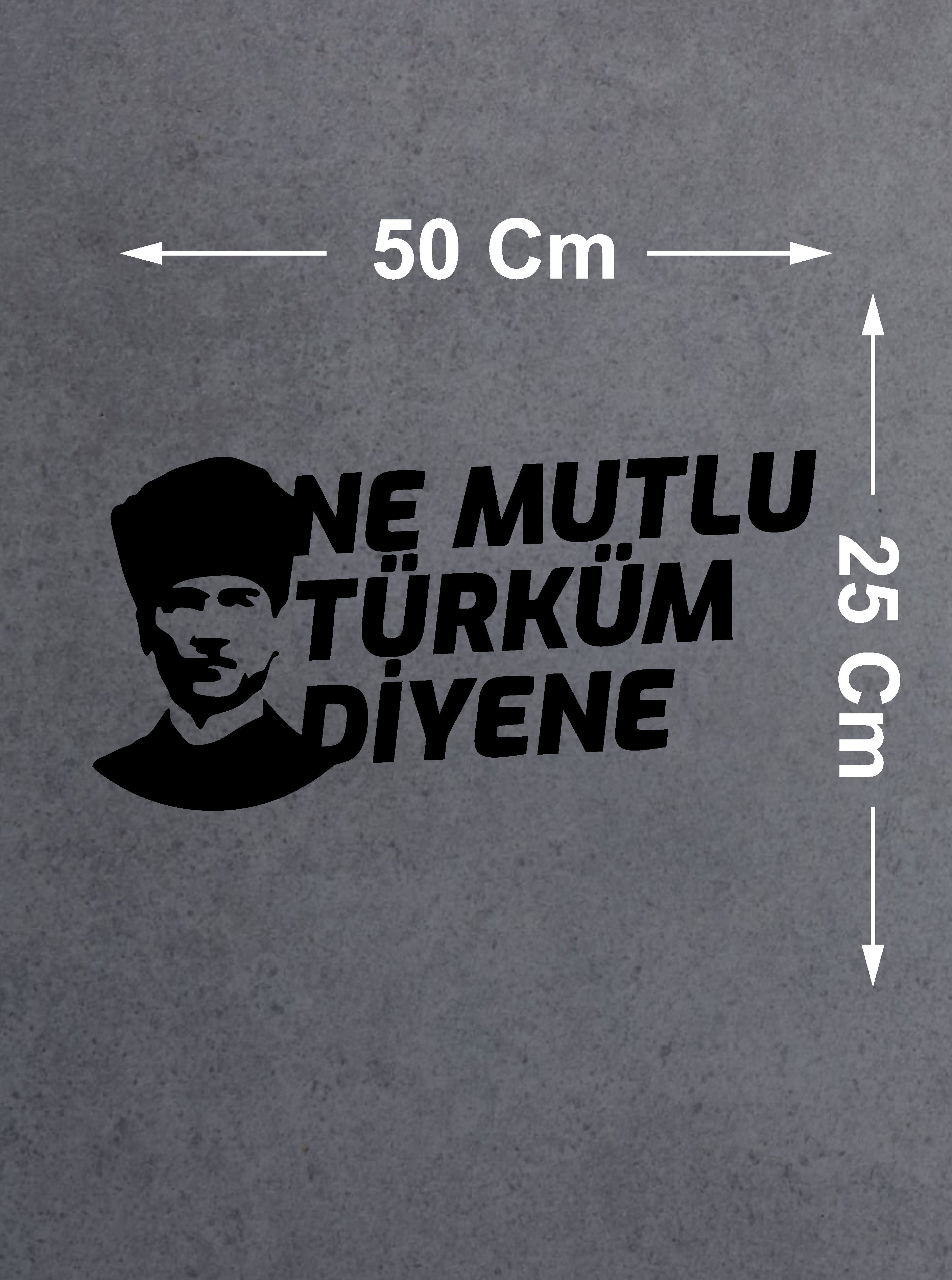 Ne Mutlu Türküm Di̇yene Sti̇cker Atatürk Si̇let Sti̇cker Araba Oto Motosi̇klet Sti̇cker 02505 12X6 Cm 