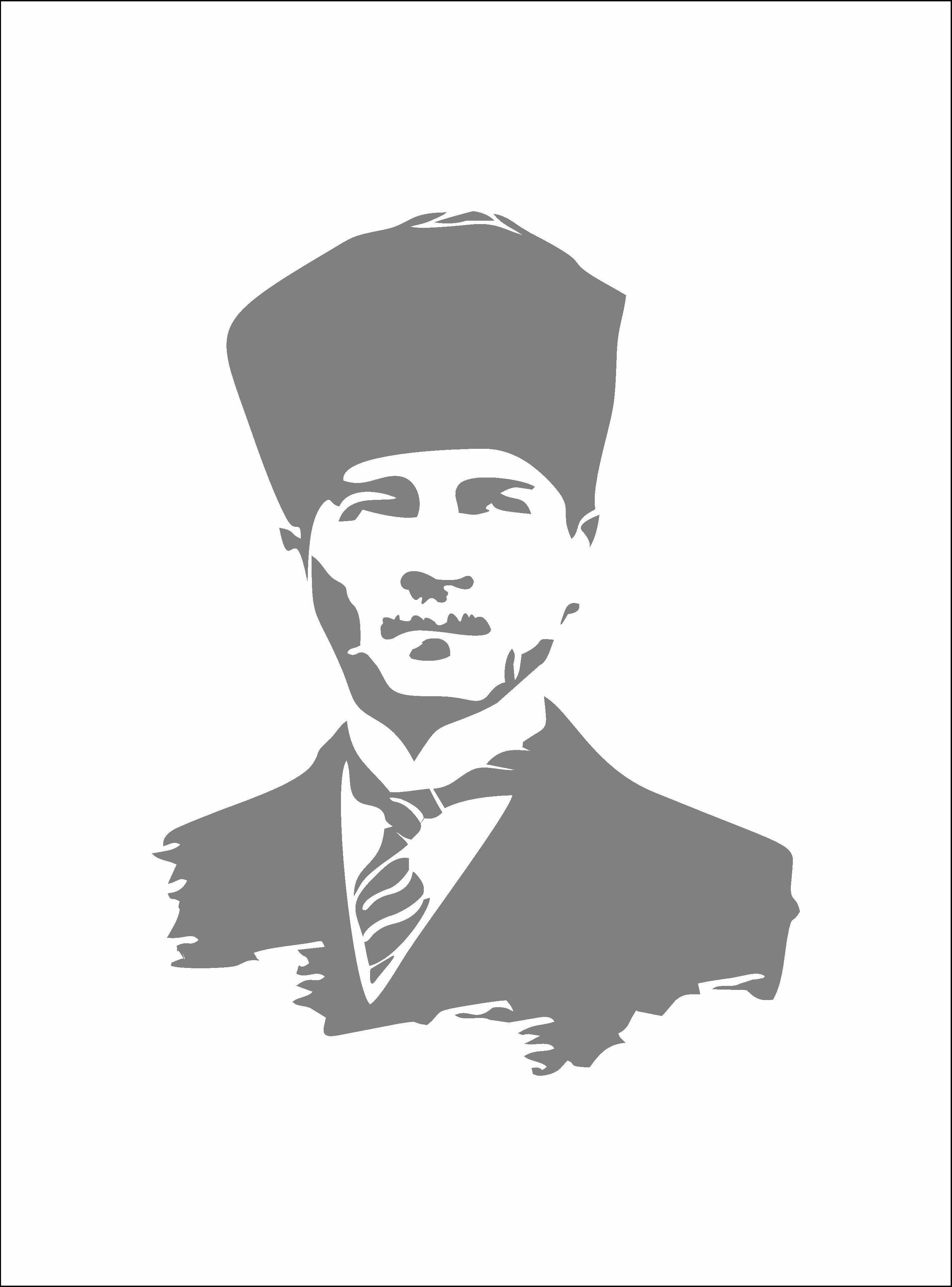 Atatürk Si̇lüet Gazi̇ Mustafa Kemal Büyük Türk Atatürk Başkomtan Sti̇cker Araba Oto Motosi̇klet Karavan Sti̇cker 00008 50X37 Cm 