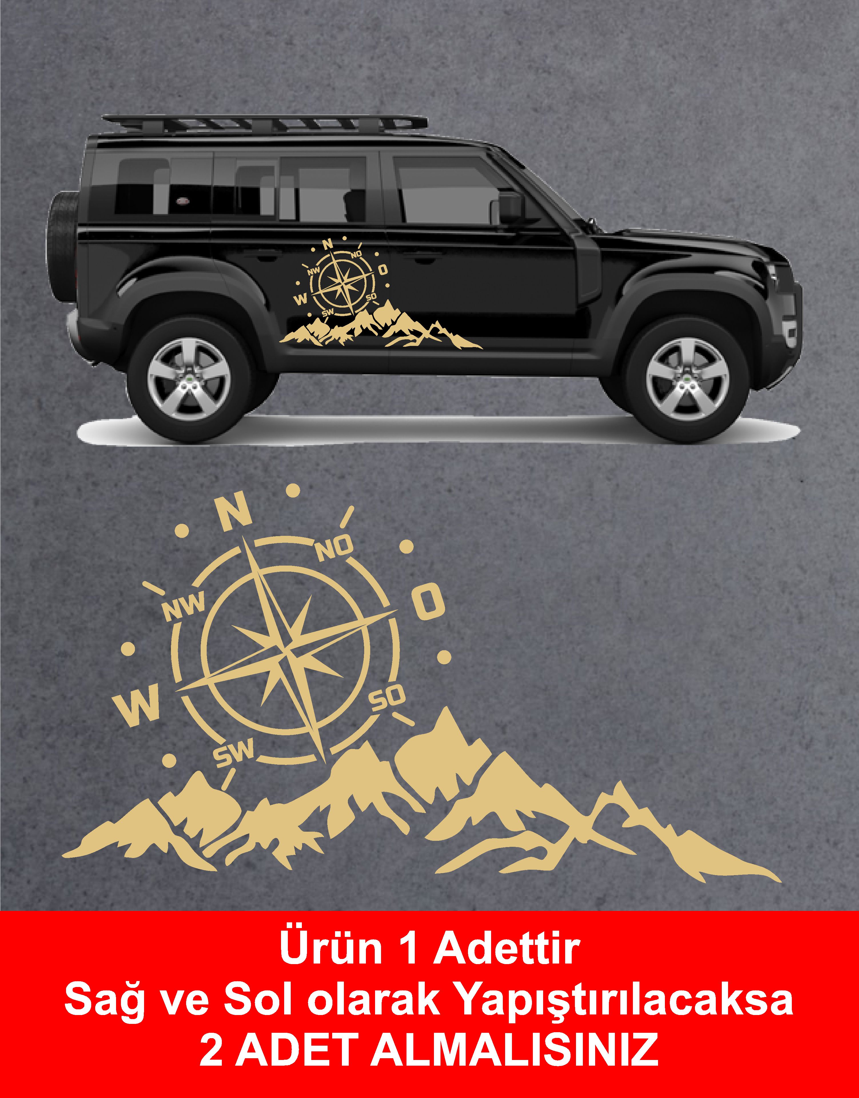 Dağ Ve Pusula Sti̇cker - 4X4, Offroad, Kamp Sti̇cker - Araba Oto Motosi̇klet Karavan Cam Sti̇cker - 02171 15 Cm 