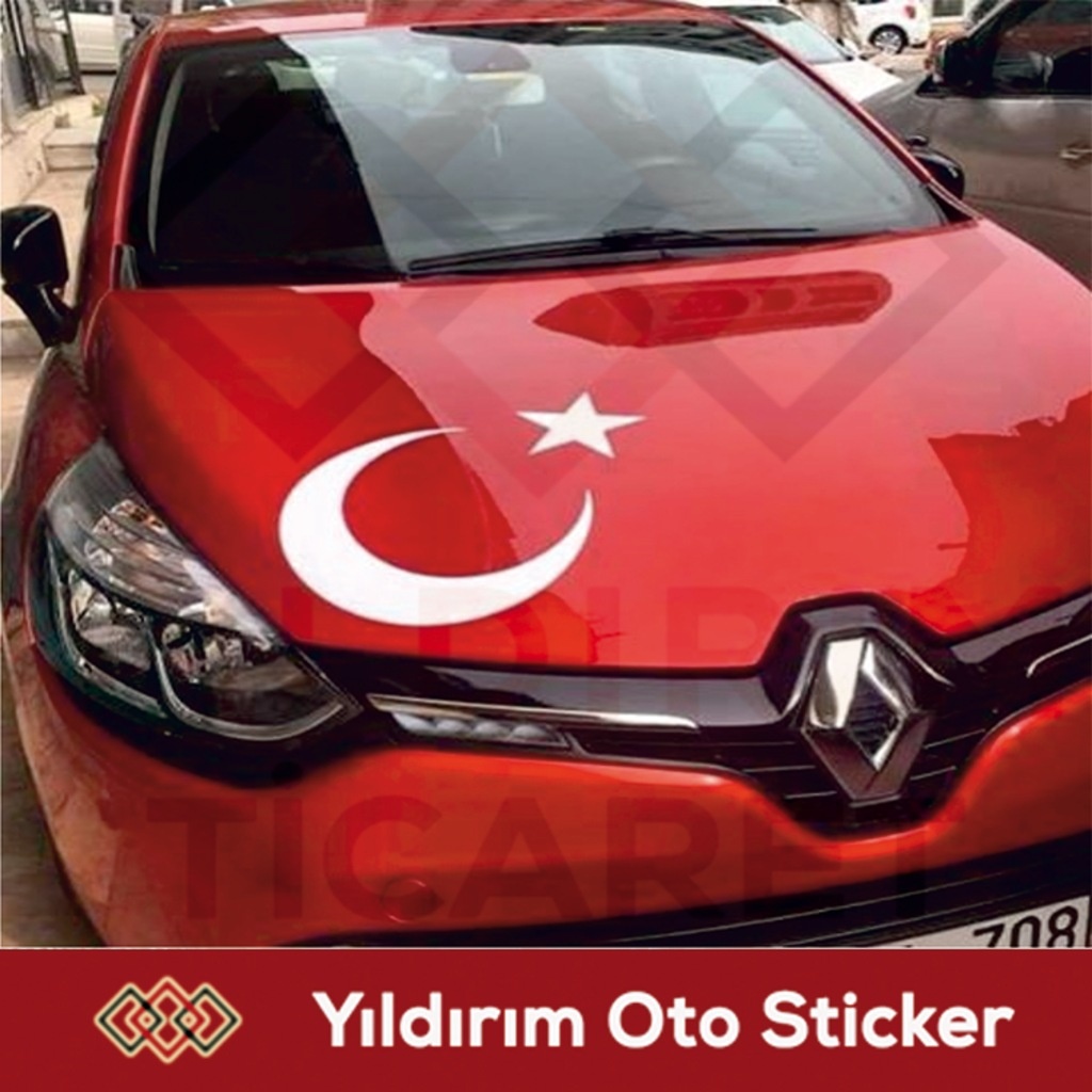 Ay Yıldız Türk Bayrağı Sti̇cker - Ay Yıldız Sti̇cker, Oto Sti̇cker 90Cmx72Cm-Beyaz