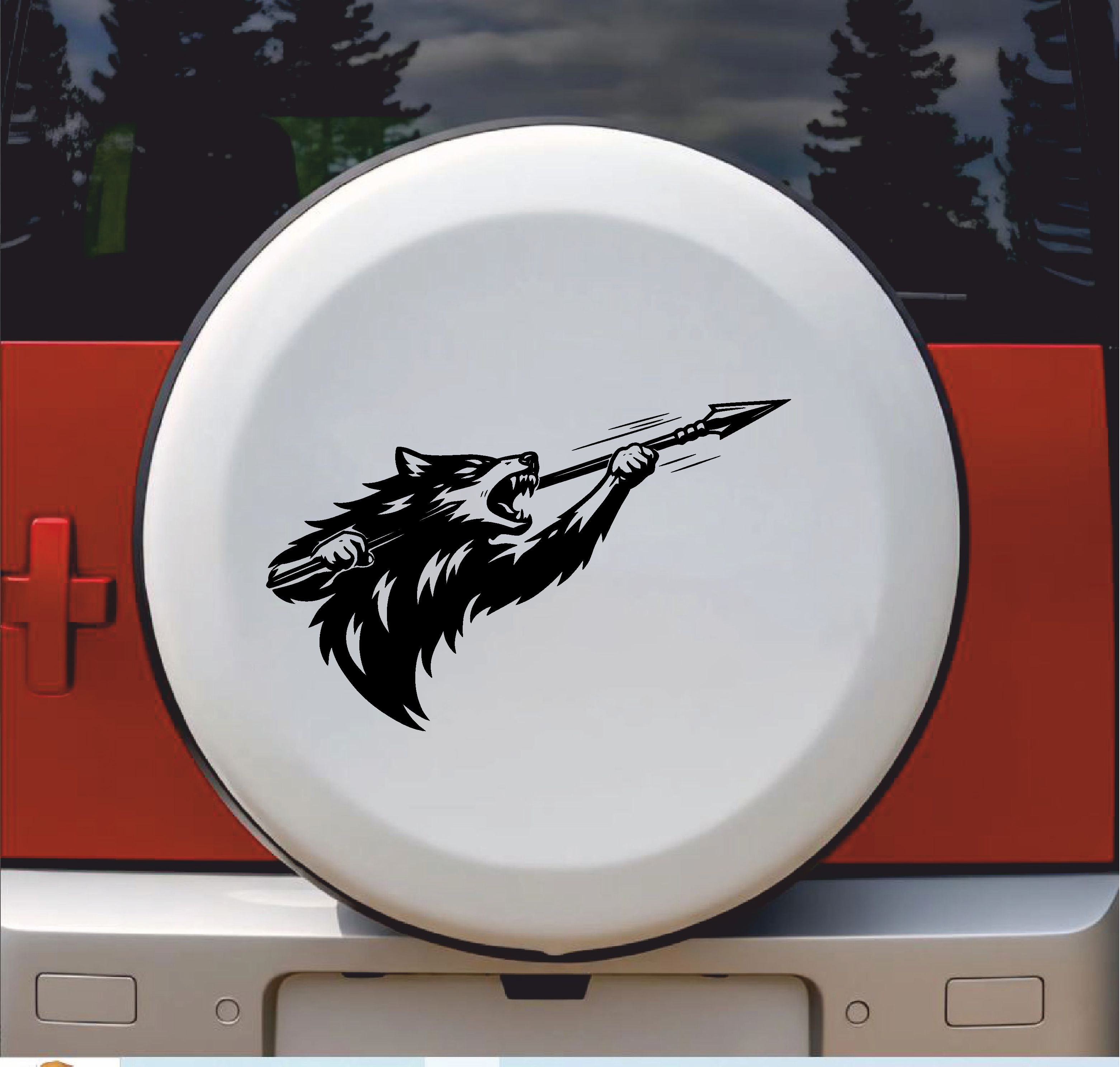 Mızraklı Gökbörü Kurt Sti̇cker - Araba Oto Motosi̇klet Karavan Sti̇cker - 00314 15X9 Cm 