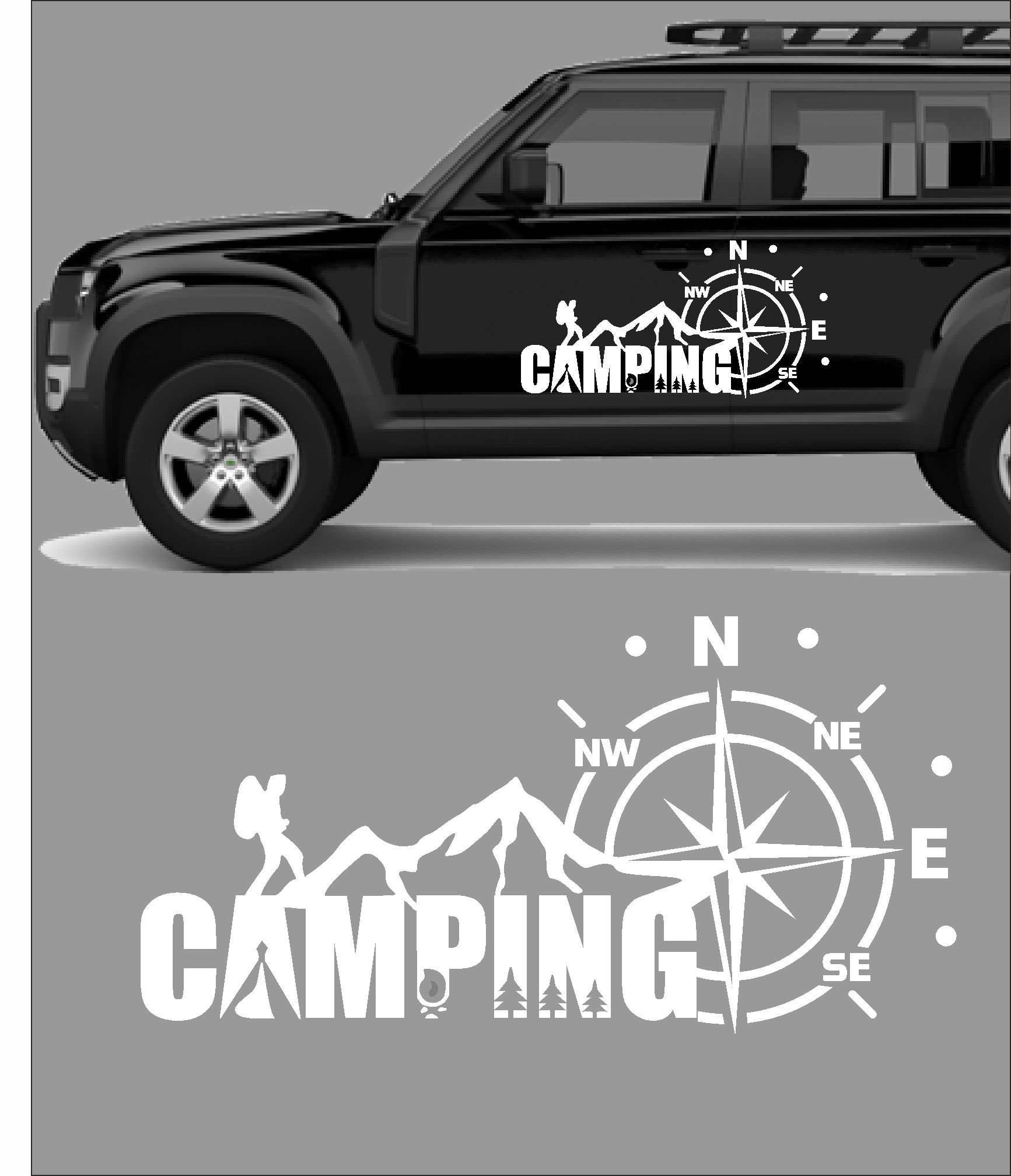 Kamp Ve Pusula Sti̇cker - Araba Oto Motosi̇klet Karavan Cam Sti̇cker - 00134 20X10 Cm 