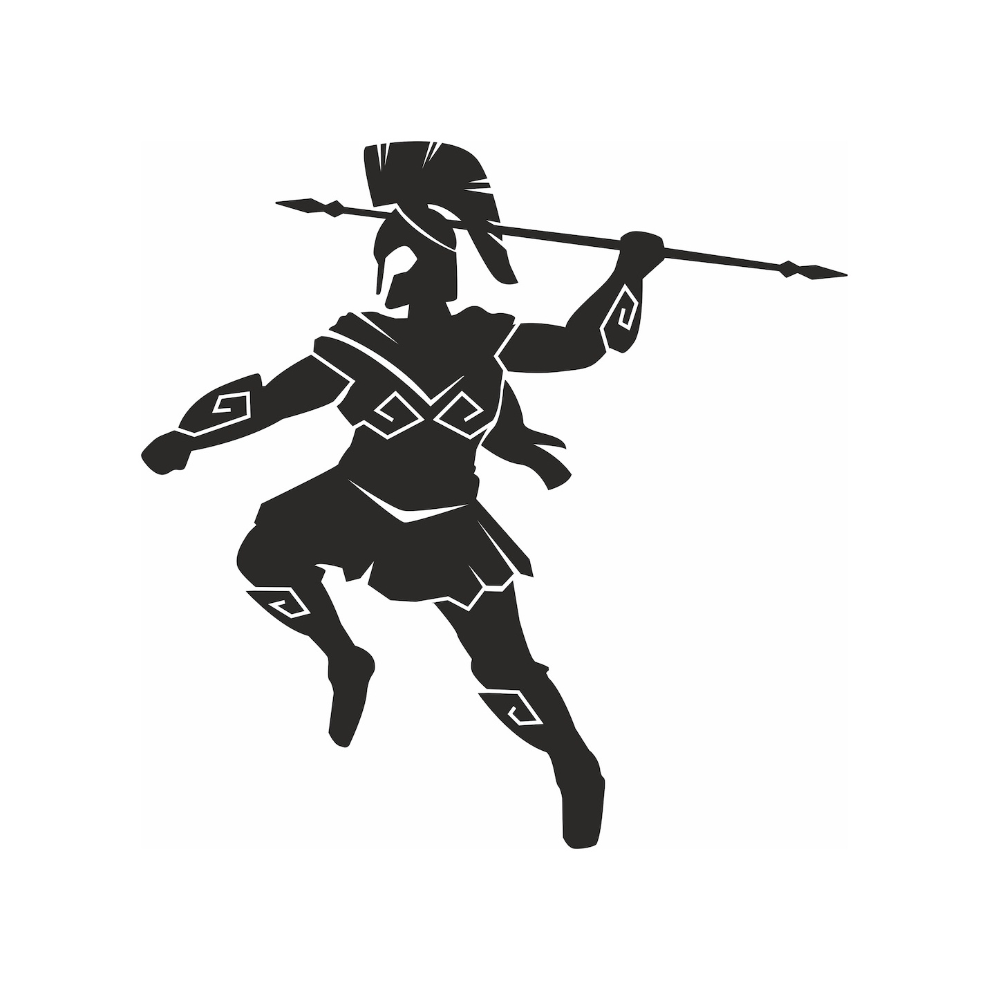 Savaşçı Mızrak Atan Gladyatör Asker Sti̇cker 02115 16X16 Cm-Beyaz