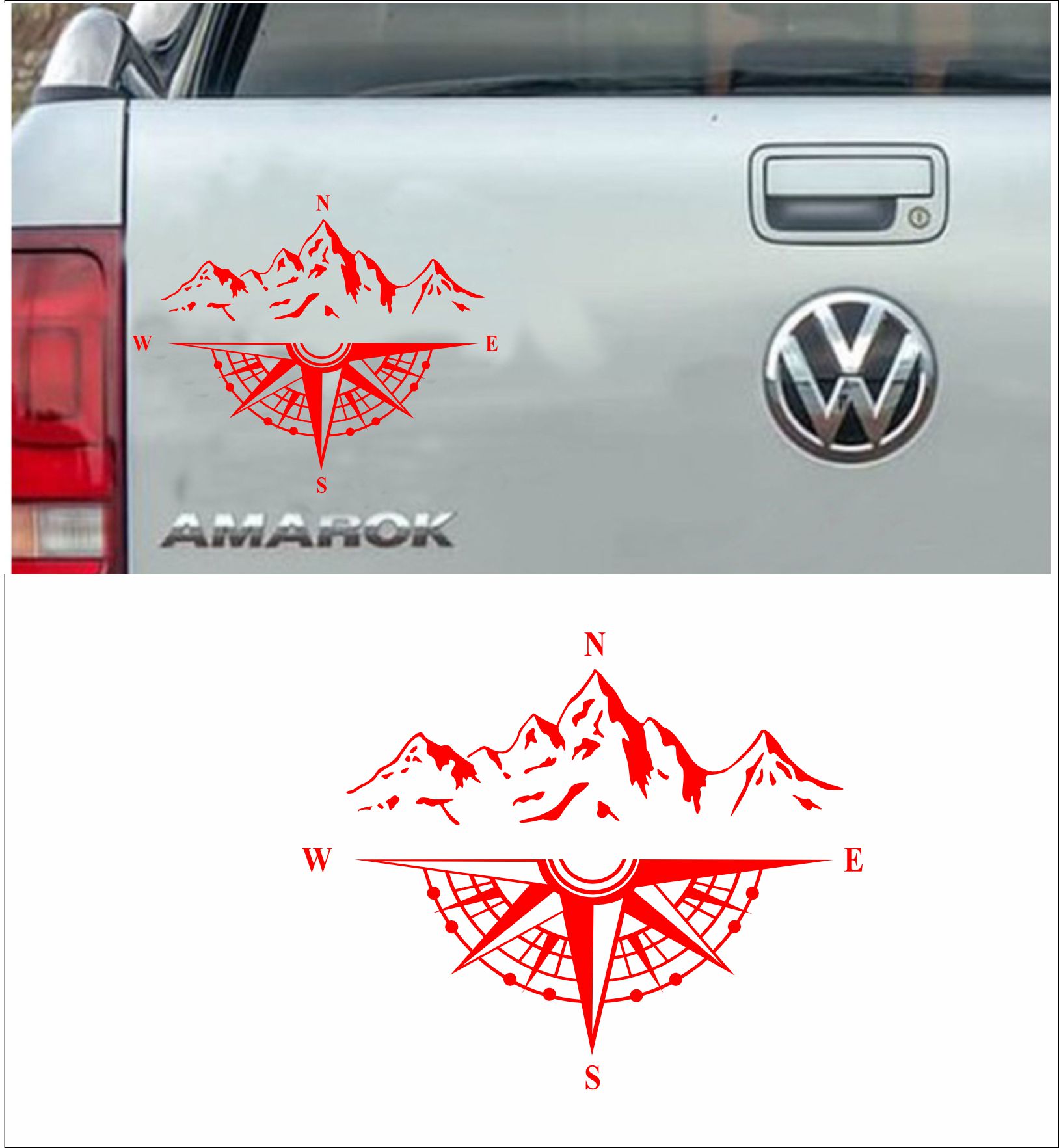 Pusula Ve Dağ Sti̇cker - Araba Oto Motosi̇klet Karavan Cam Sti̇cker - 00048 25X20 Cm 