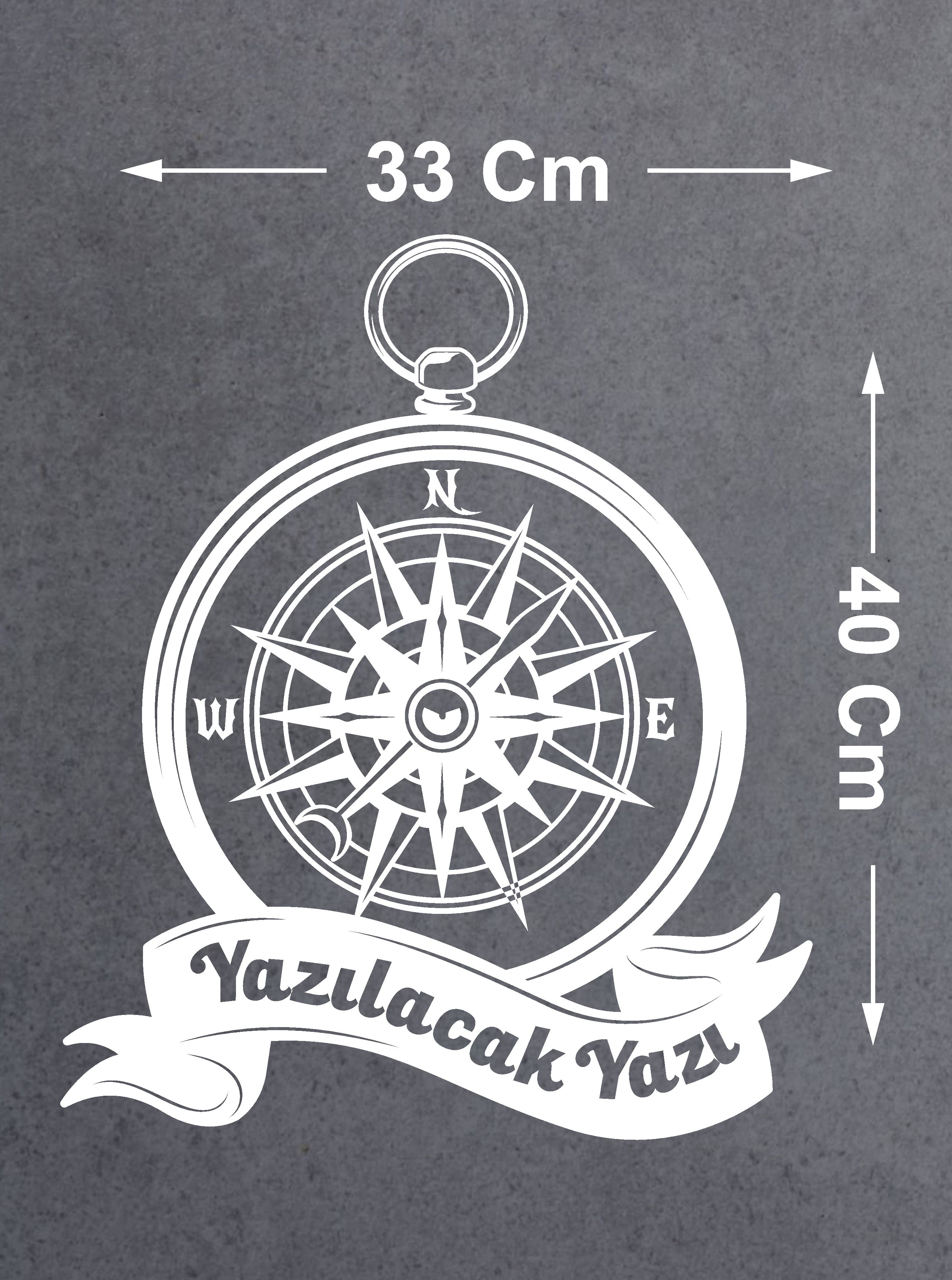 Kişiye Özel Pusula Sticker - Araba Oto Motosiklet Karavan Cam Sticker - 00083 40 Cm 