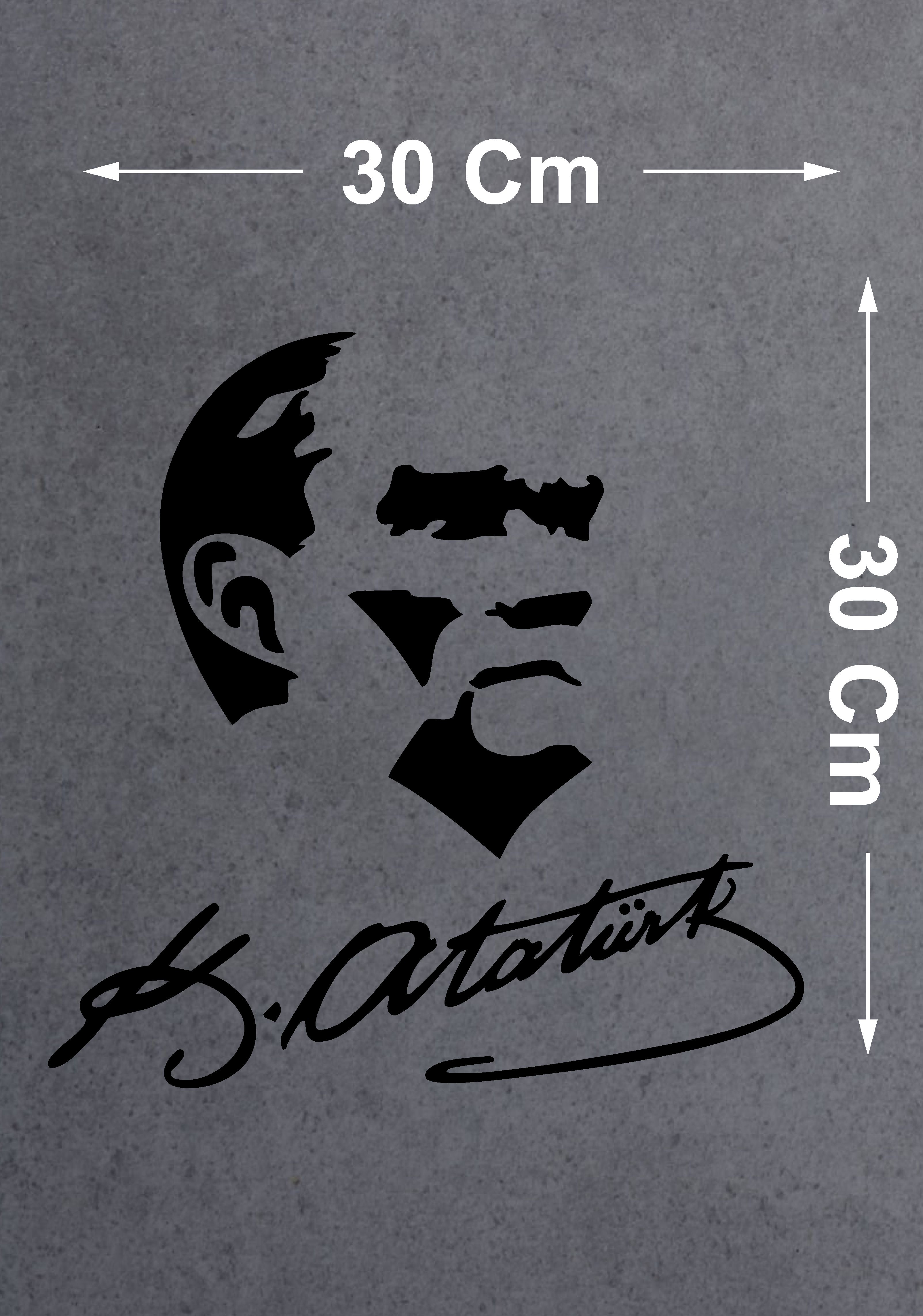 Atatürk Si̇let Ve İmza Sti̇cker - Mustafa Kemal Atatürk Başbuğ Büyük Türk Sti̇cker -Araba Oto Motosi̇klet Karavan Cam Sti̇cker - 00319 12X12 Cm 