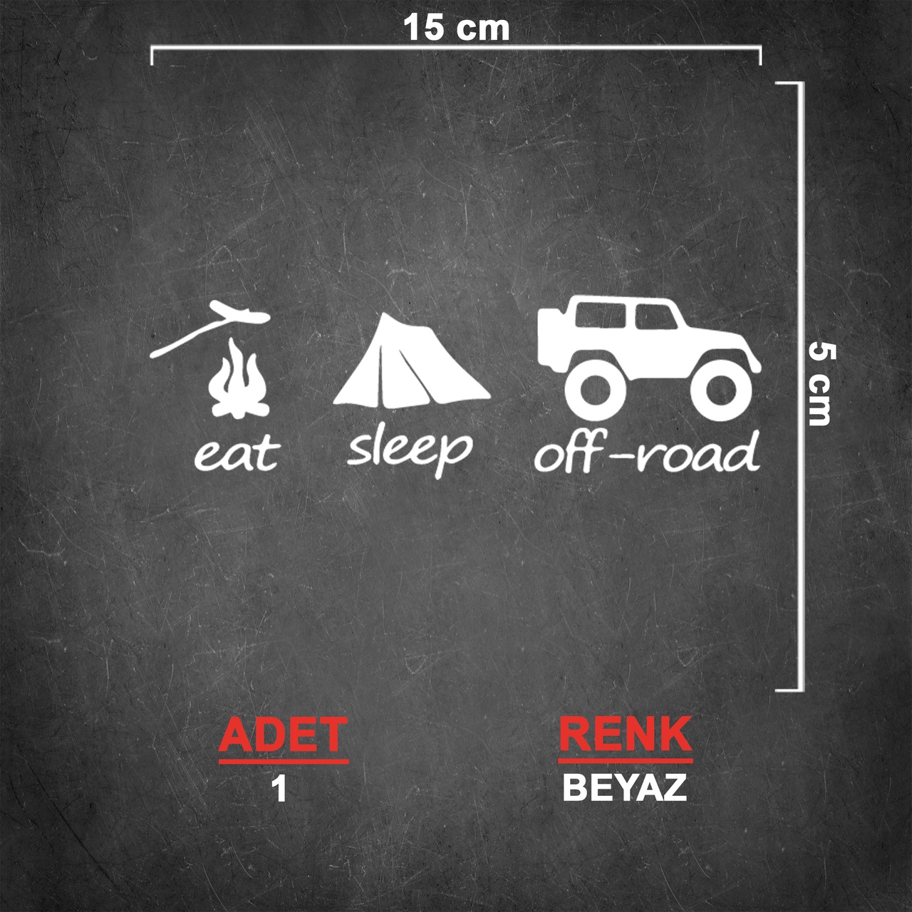 Eat Sleep Offroad Sti̇cker - 4X4 Sti̇cker - 15Cmx5Cm - Beyaz