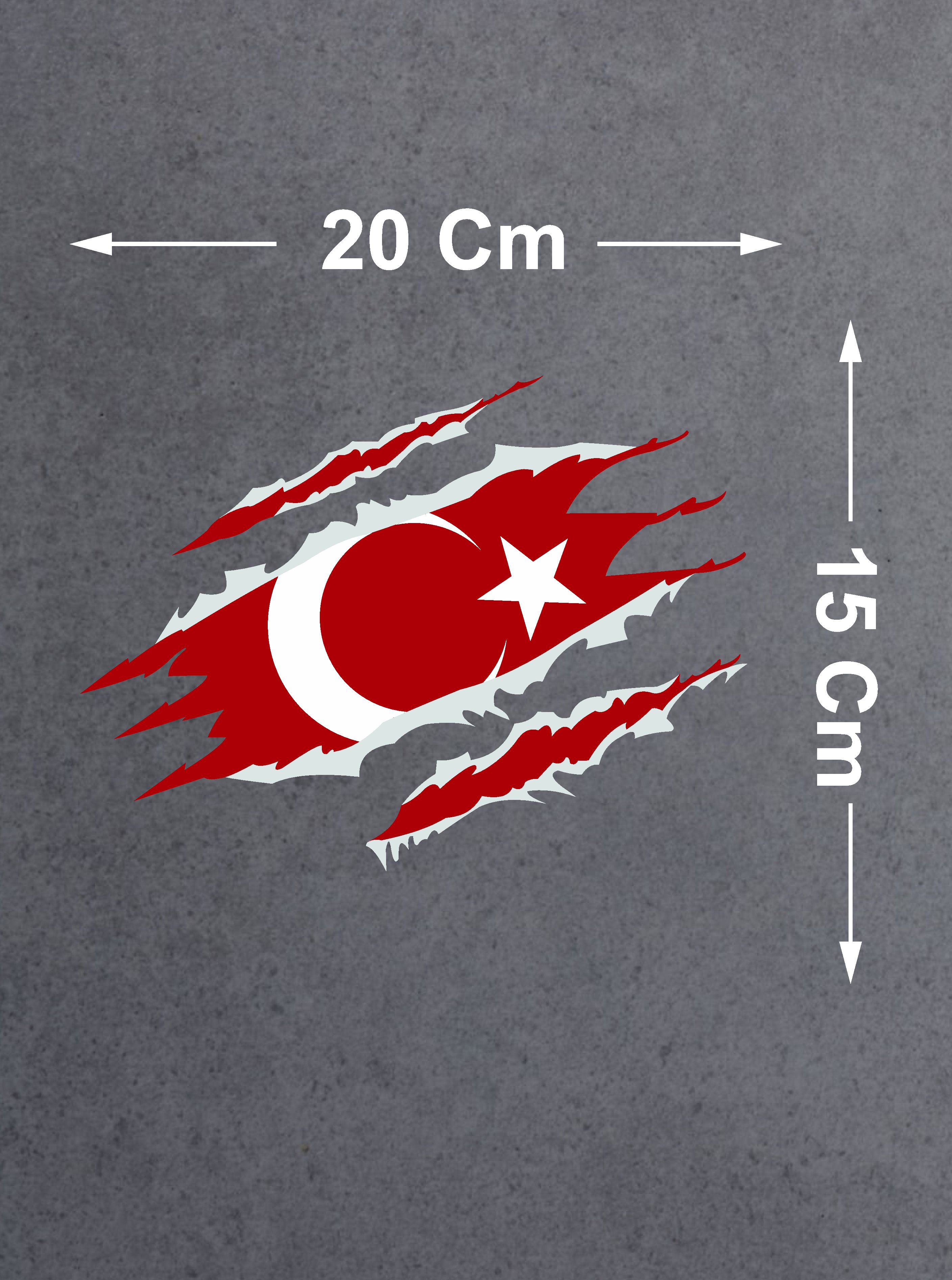 Yırtıklı Paçalı Türk Bayrağı Sti̇cker Araba Oto Motosi̇klet Karavan Sti̇cker 00034 50X37 Cm 