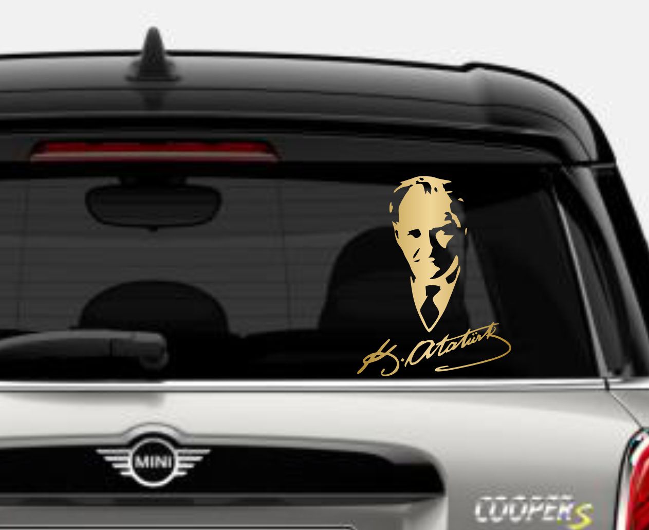Atatürk İmza Ve Si̇lüet Sti̇cker - Gazi̇ Mustafa Kemal - Atatürk - Araba Oto Motosi̇klet Araç Karavan Sti̇cker 00565 15X11 Cm 