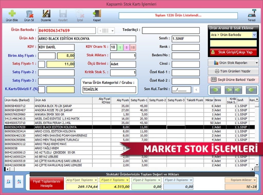 Barkodlu Market Satış Programı (Barpro Paket) (425092941) 