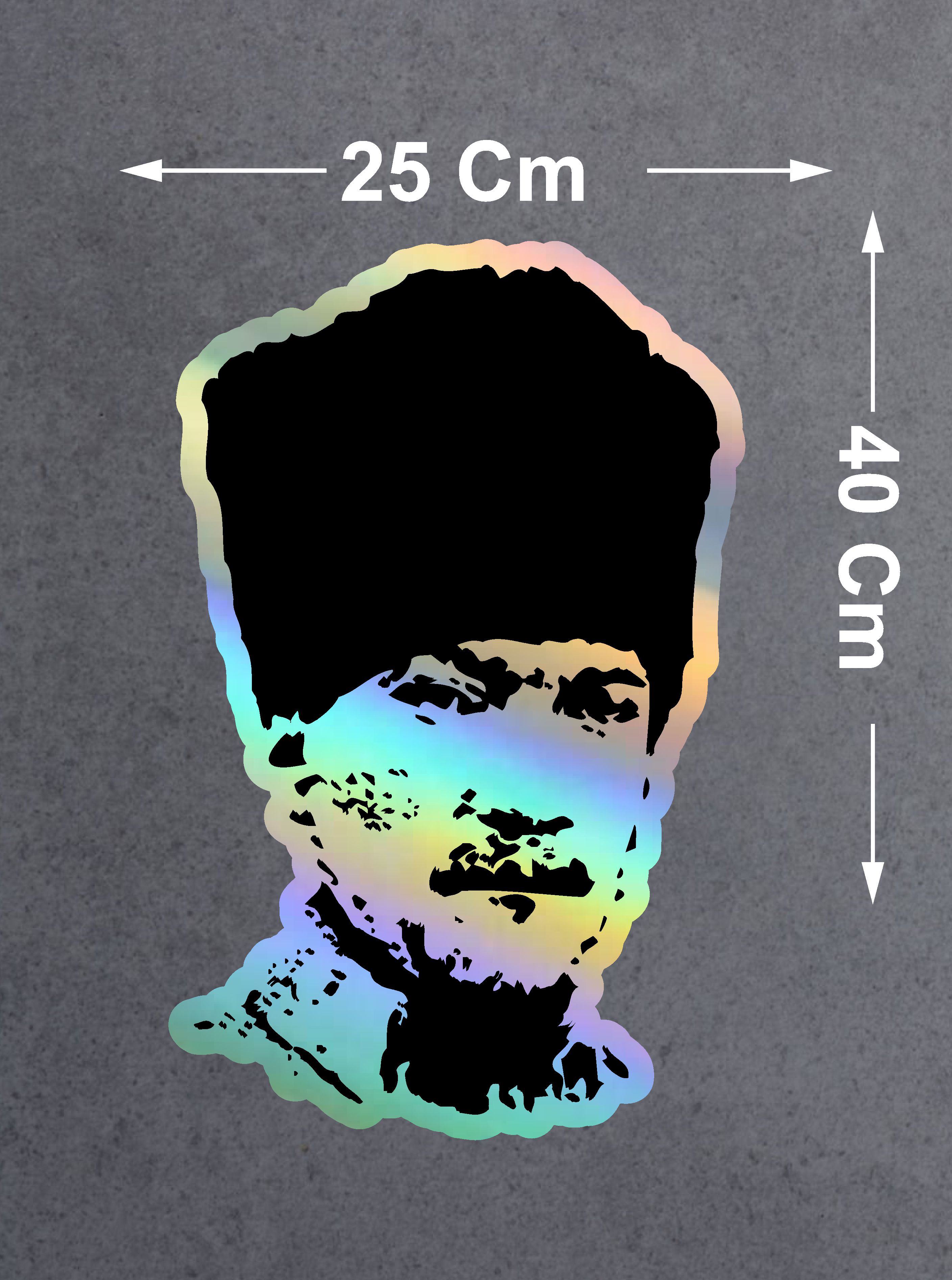 Hologramlı Janjanlı Atatürk Si̇lüet Sti̇cker - Araba Oto Motosi̇klet Karavan Sti̇cker 03006 8X5 Cm 