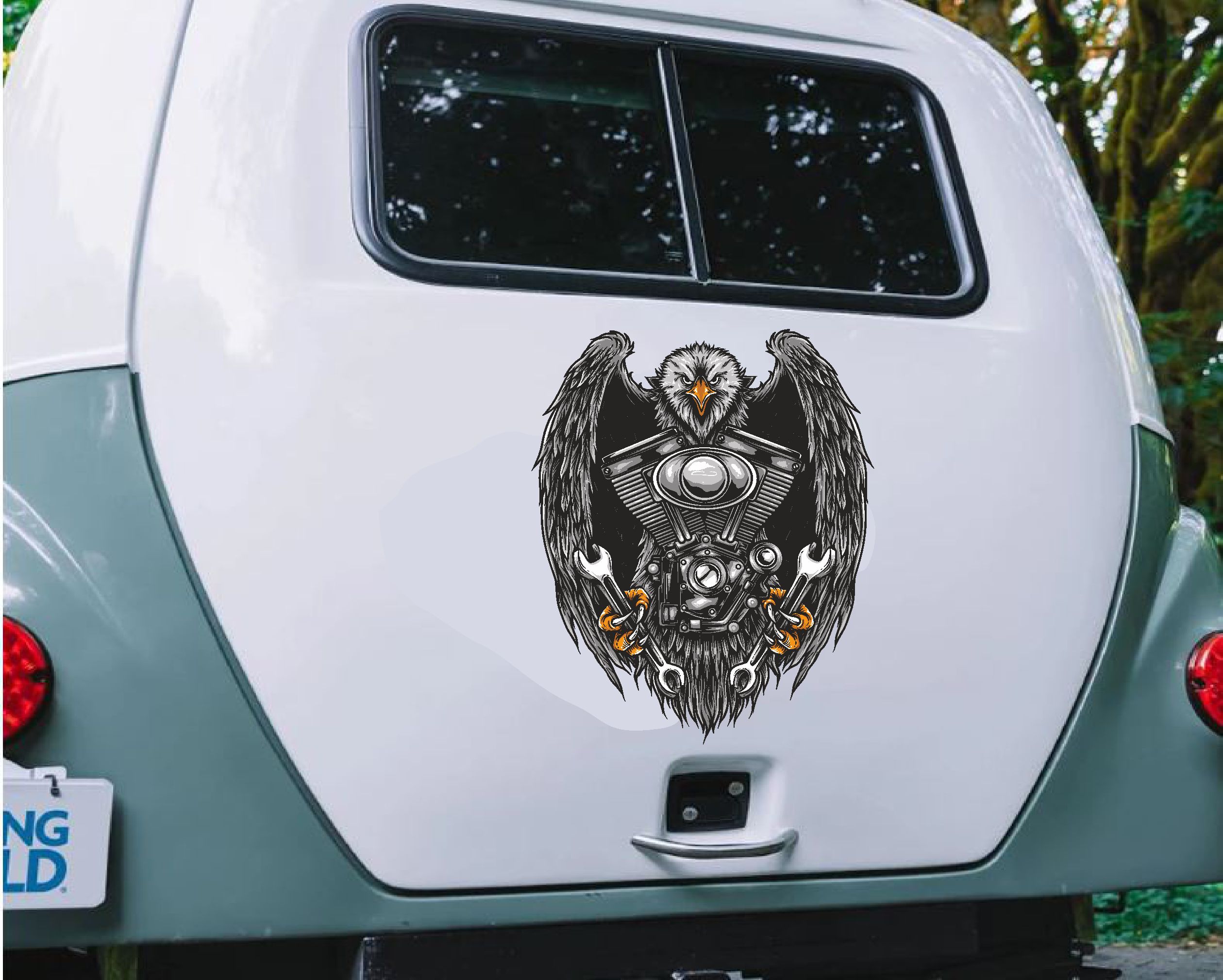 Kartal - V Motor - Karakartal Sti̇cker Araba Oto Motosi̇klet Karavan Sti̇cker 00249 10X8 Cm 