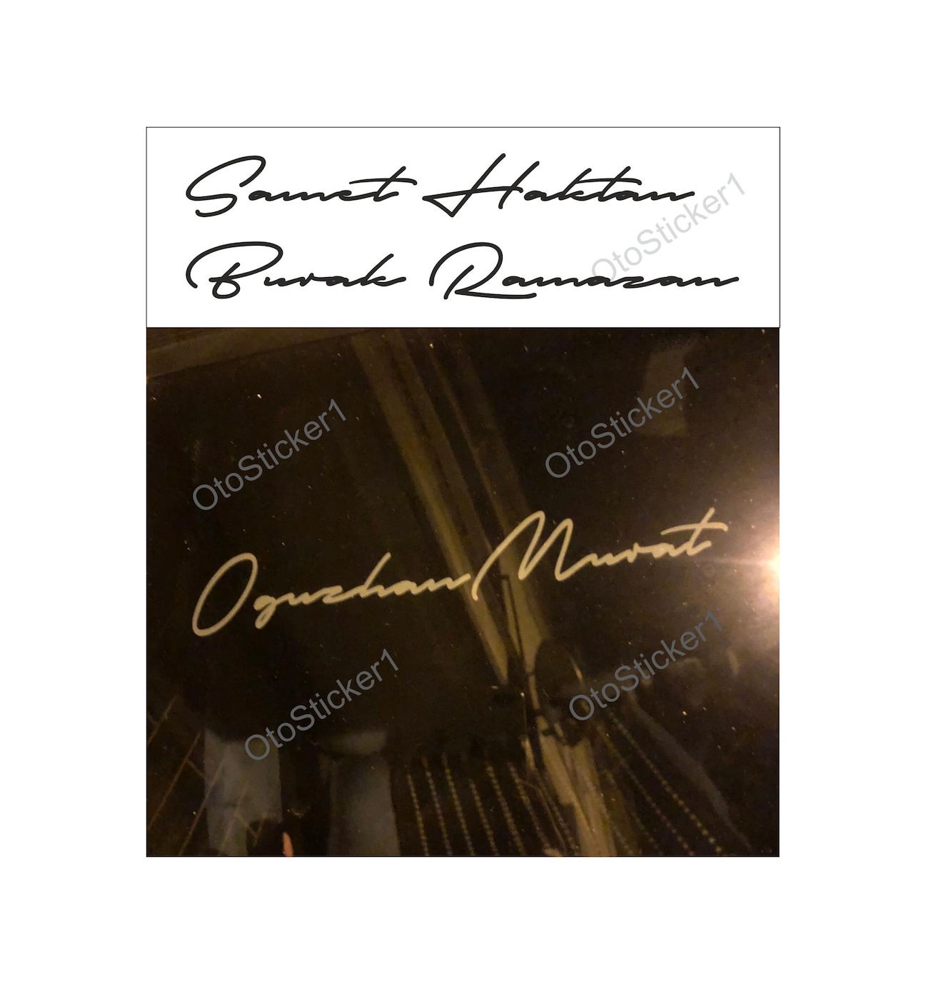 Oto Sti̇cker Si̇ze Özel Isi̇m Imzası 2 Adet Ad Soyad Imza Eti̇ket Kırmızı-15-18 Cm