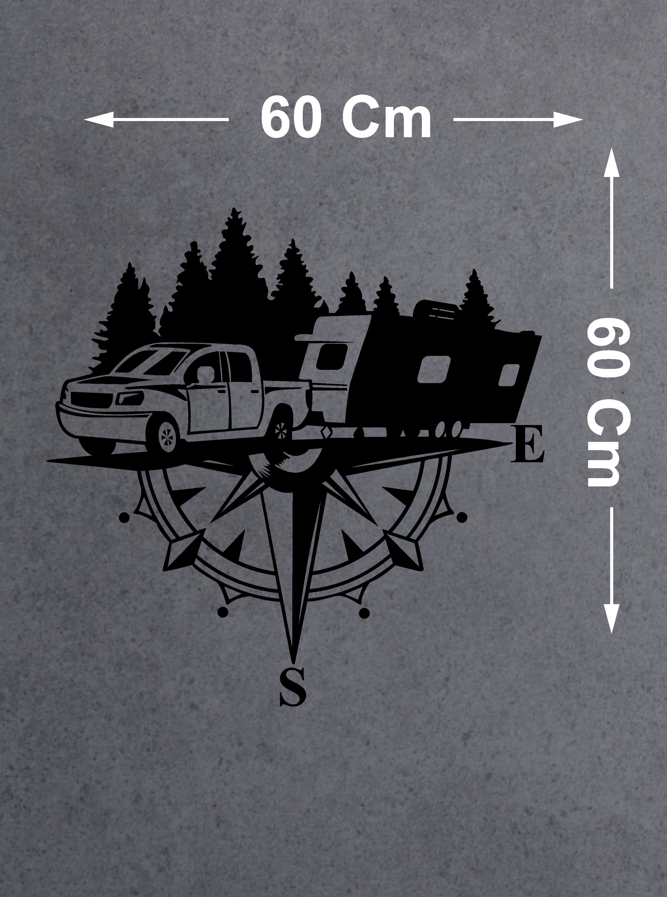 Pusula Ve Karavan Sti̇cker, Kamp Kampçı Doğa, Araba Oto Pi̇ckup Karavan Sti̇cker 02518 40X40 Cm 