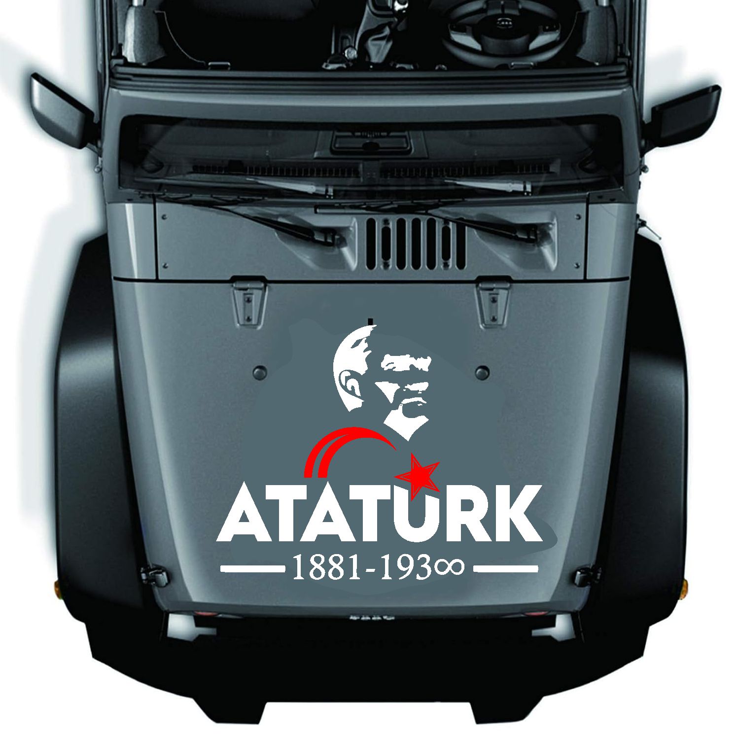 Atatürk Ve Ay Yıldız Sti̇cker - Atatürk Yazısı Araba Oto Motosi̇klet Karavan Sti̇cker - 00621 15X12 Cm 