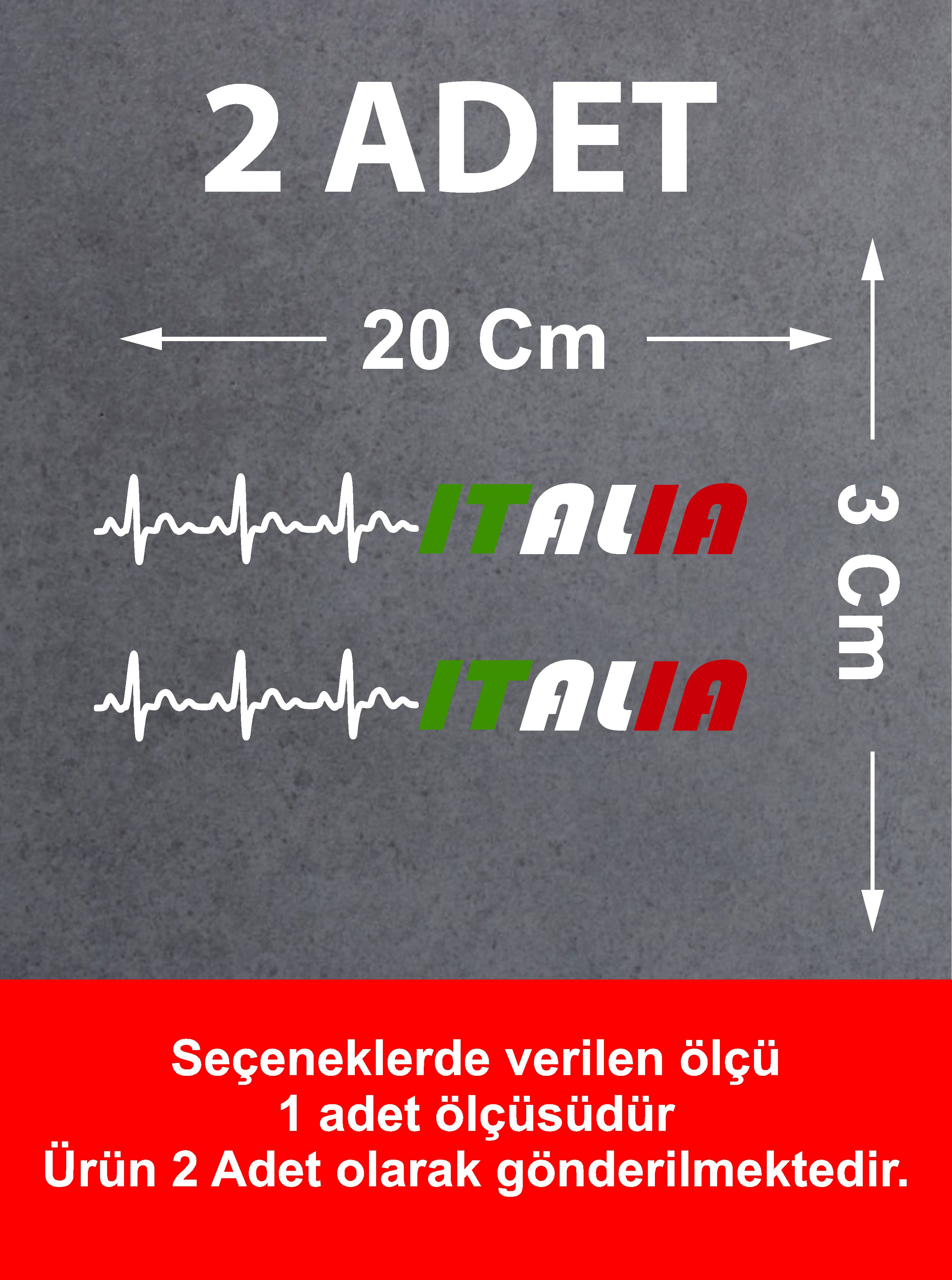 Kalp Ri̇ti̇mli̇ Italy Yazı Sti̇cker - Araba Oto Motosi̇klet Cam Sti̇cker - 00078 15 Cm 
