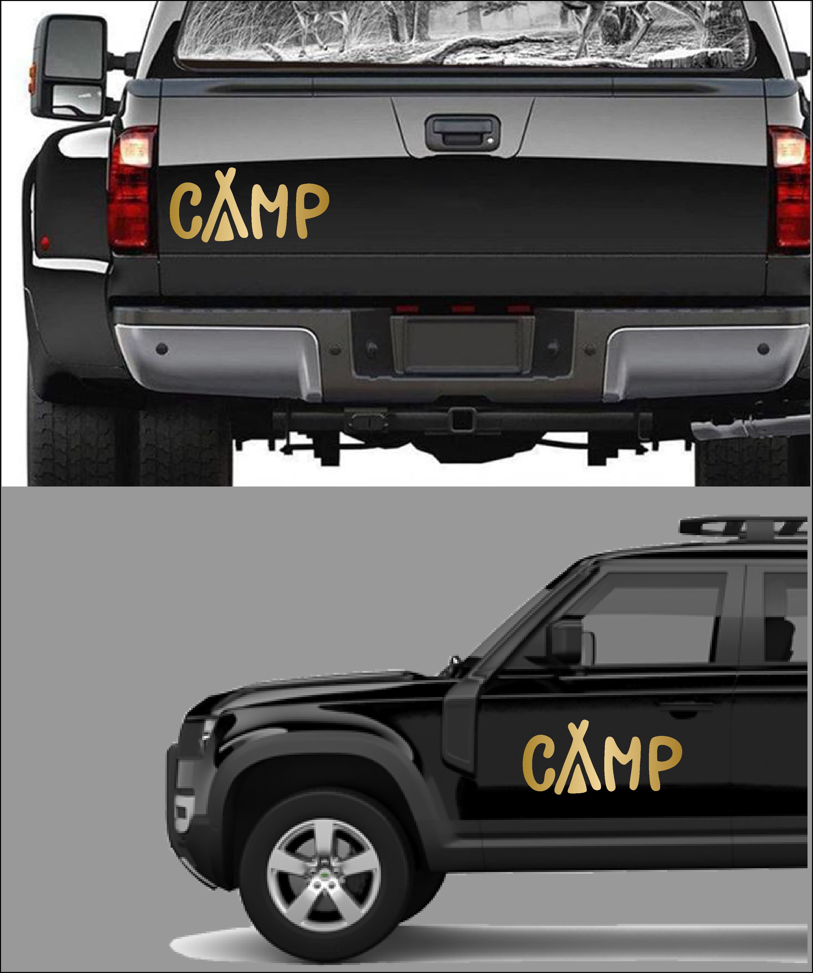 Kamp Yazılı Sti̇cker - 4X4 Off Road Pi̇ckup Sti̇cker - Araba Oto Motosi̇klet Karavan Cam Sti̇cker - 02165 10X5 Cm 