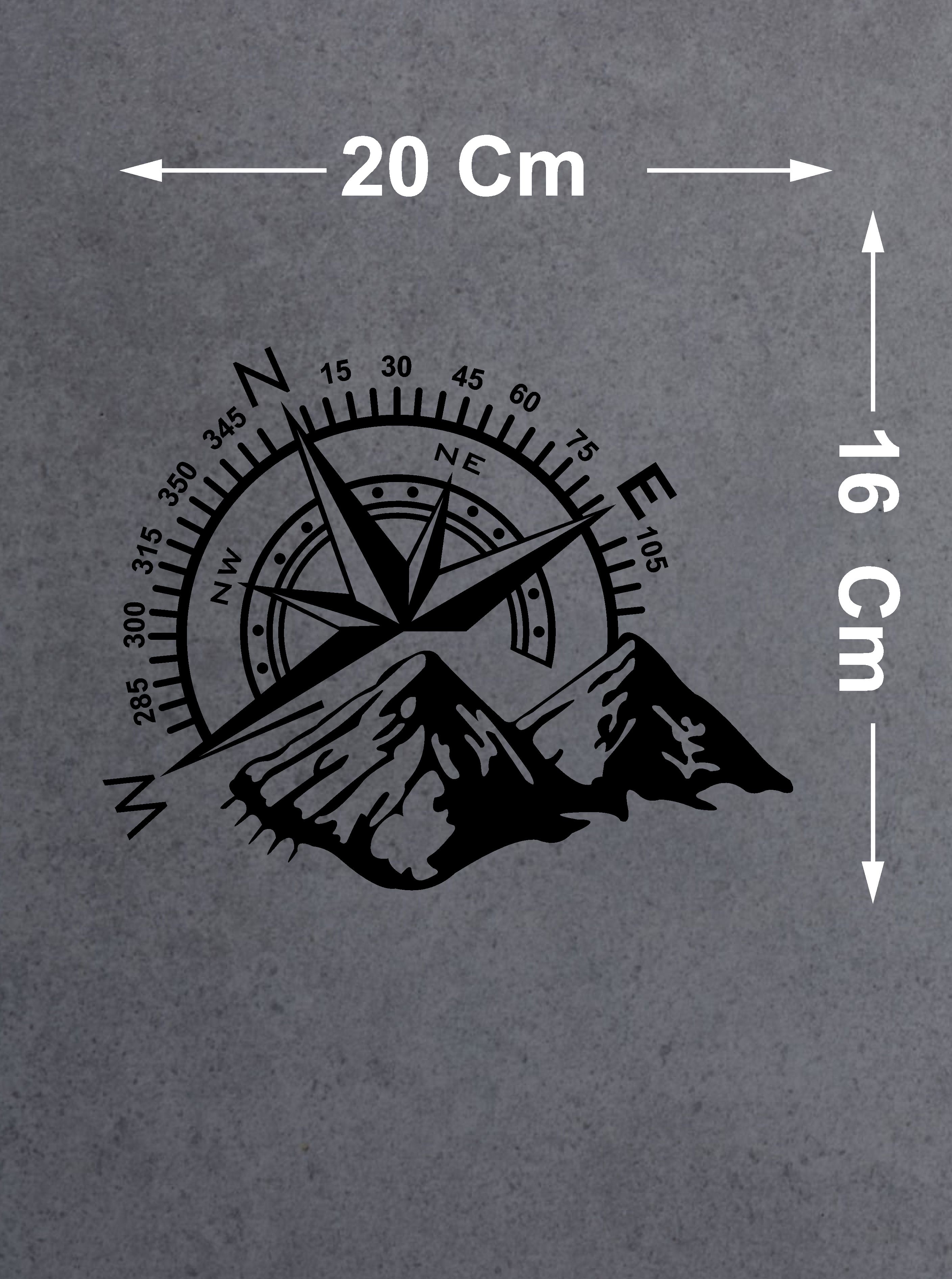 Pusula Ve Dağ Sti̇cker, Off Road Kamp Adventure Kamp Sti̇cker, Araba Oto Karavan Pi̇ckup Sti̇cker 02522 15X12 Cm 