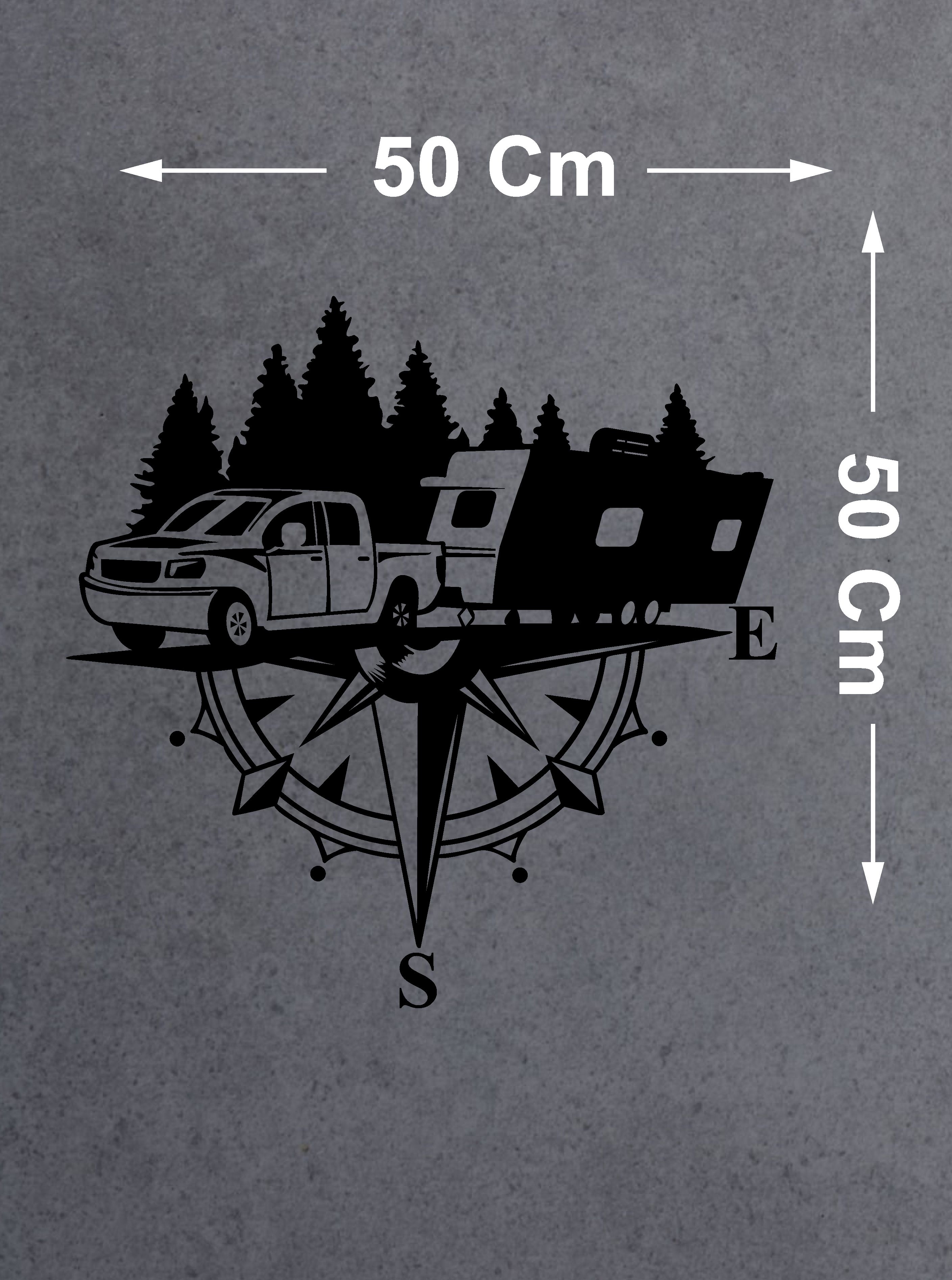 Pusula Ve Karavan Sti̇cker, Kamp Kampçı Doğa, Araba Oto Pi̇ckup Karavan Sti̇cker 02518 40X40 Cm 