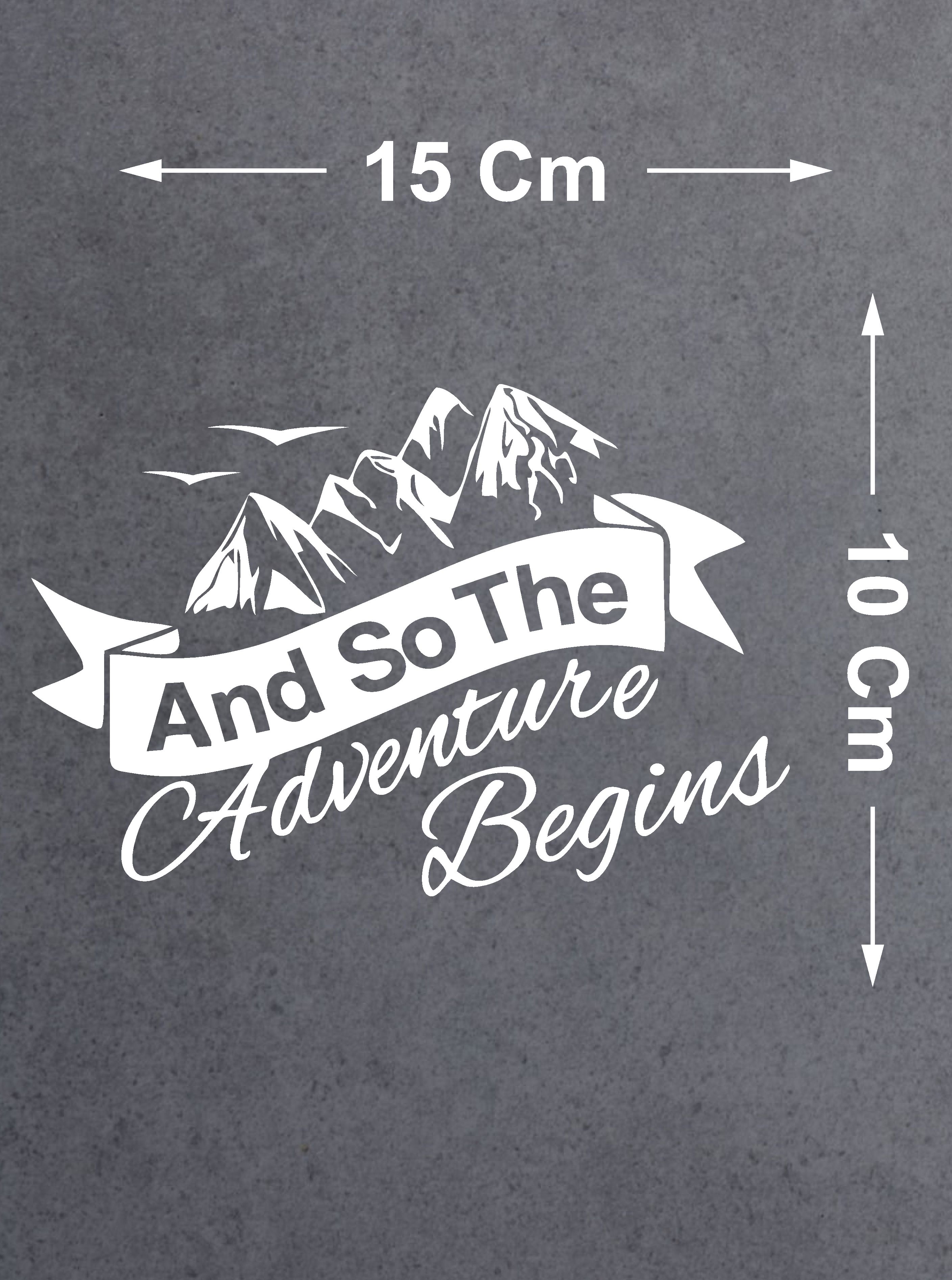 Adventure Begins Sticker - Kamp Doğa Dağ Sticker - Araba Oto Motosiklet Karavan Cam Sticker - 00084 15X10 Cm 