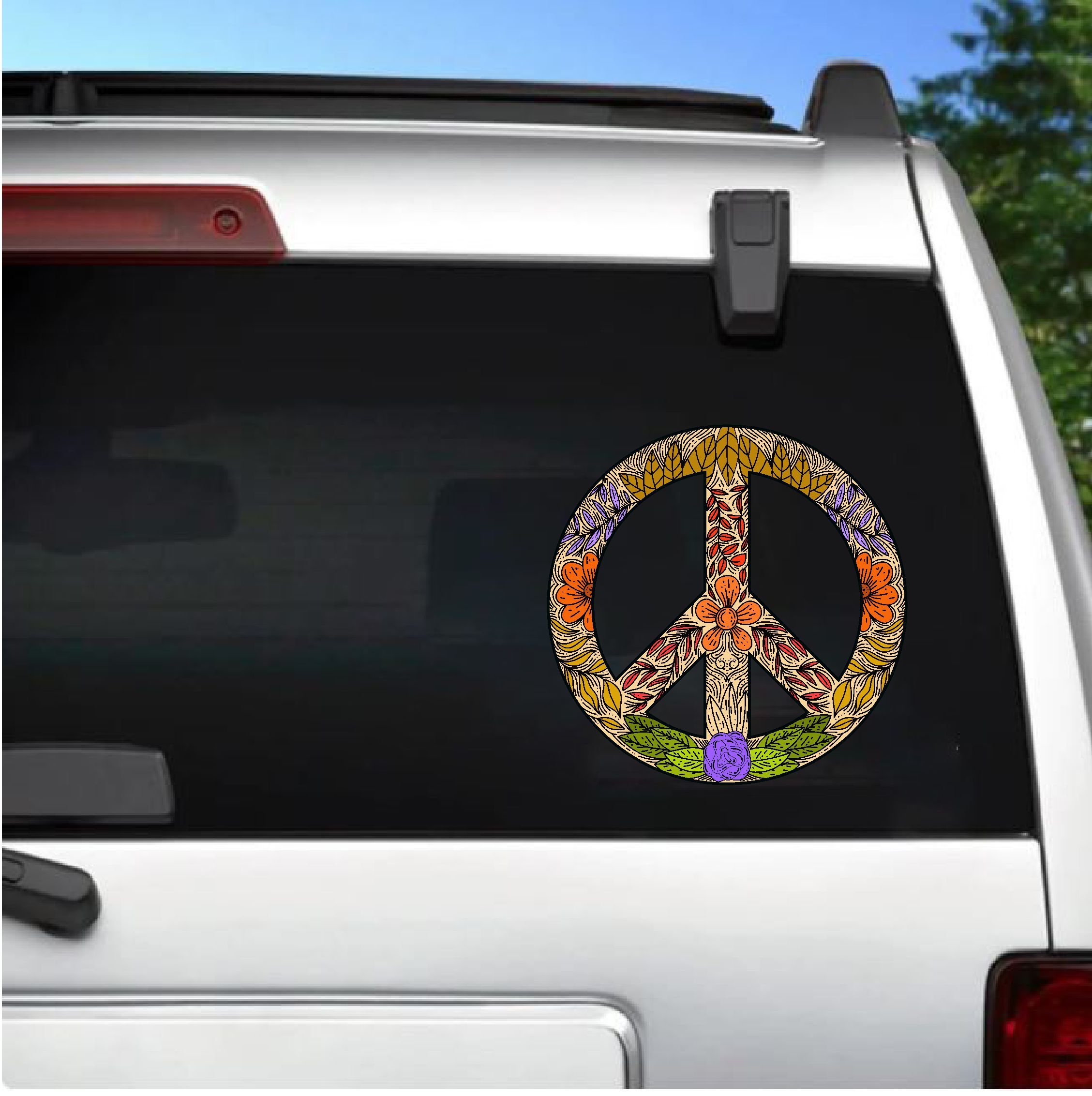 Desenli̇ Peace Barış İşareti̇ Sti̇cker - Araba Oto Motosi̇klet Karavan Cam Sti̇cker - 00037 10X10 Cm 