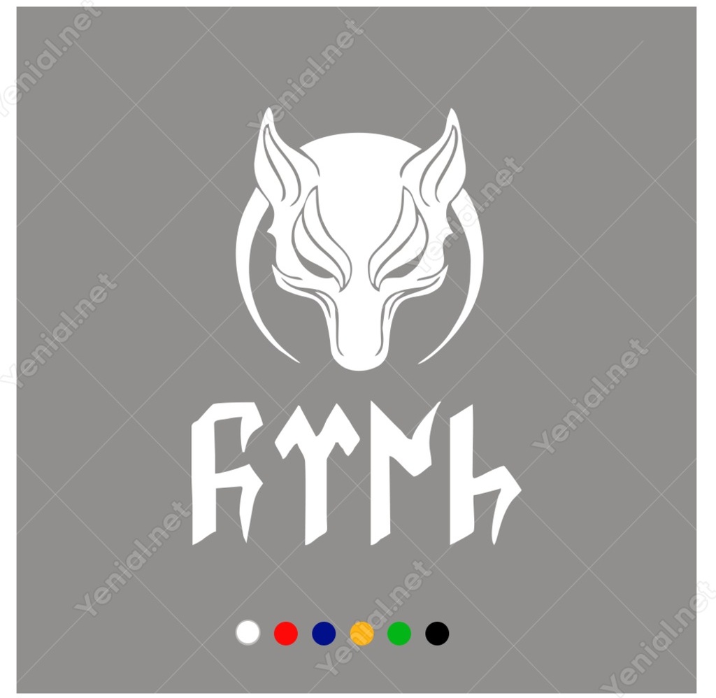 Ay Yıldız Kurt Türk Yazısı Göktürk Alfabesi̇ Sti̇ckeri̇ Çıkartması (407468173) Beyaz-45Cm Yüksekli̇k