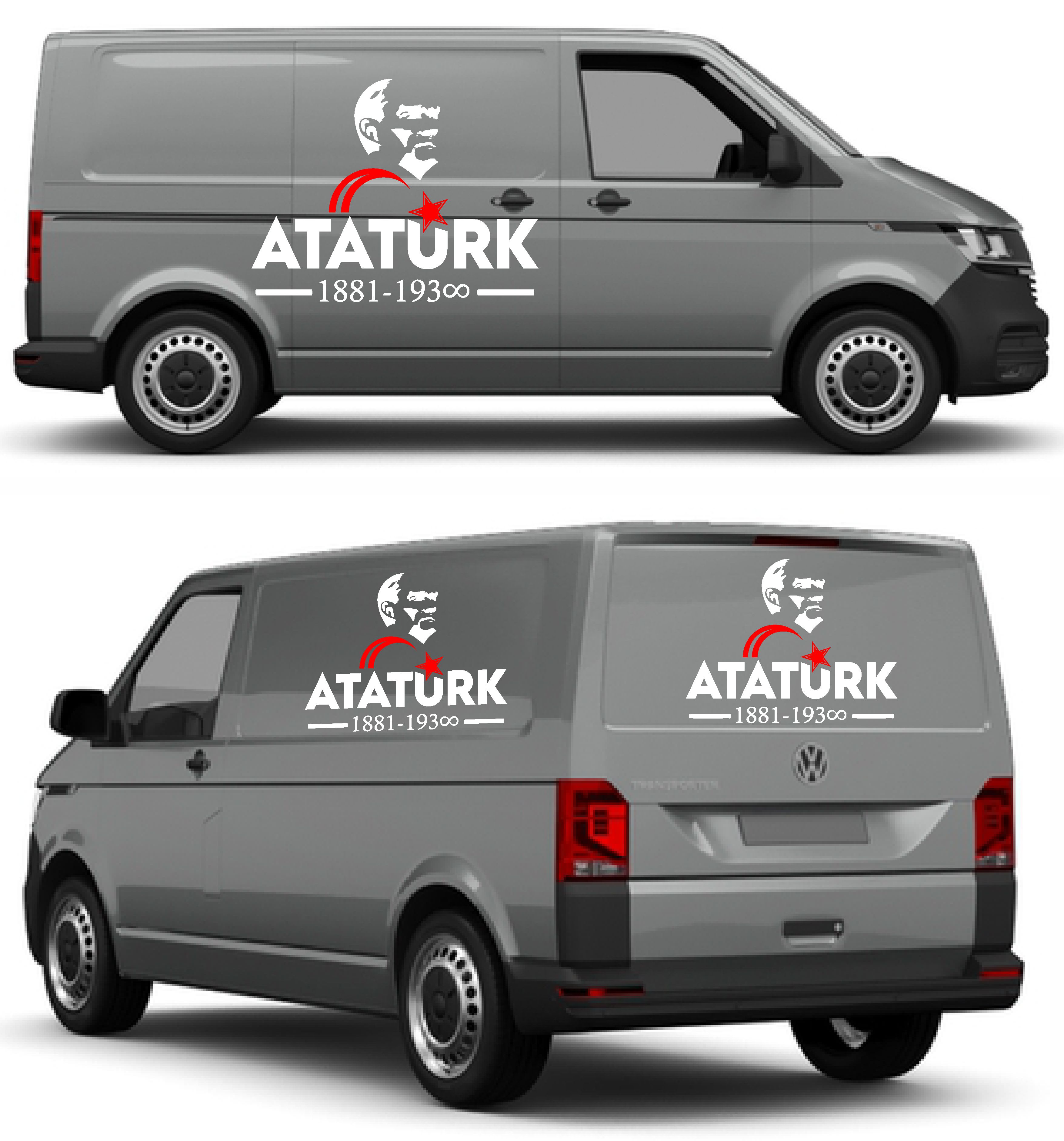 Atatürk Ve Ay Yıldız Sti̇cker - Atatürk Yazısı Araba Oto Motosi̇klet Karavan Sti̇cker - 00621 15X12 Cm 