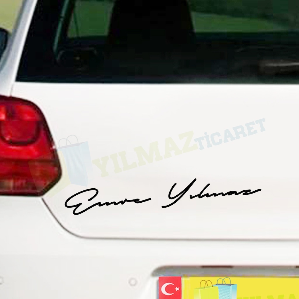 Ki̇şi̇ye Si̇ze Özel İsi̇m İmzası Ad Soyad Oto Sti̇cker Araba Motosi̇klet Eti̇ket 2 Adet 18-20 Cm Arasıdır