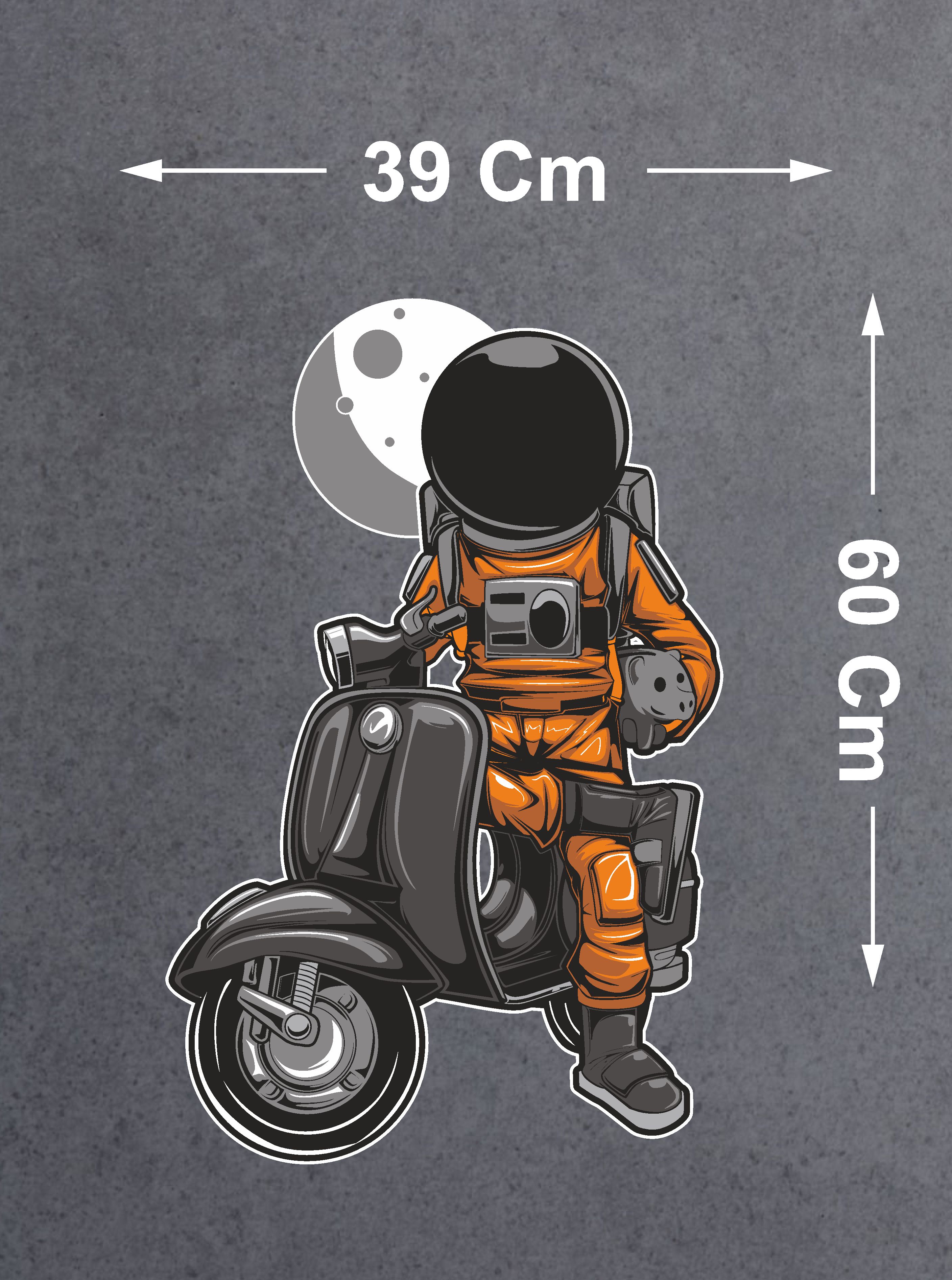 Astronot Uzay Sti̇cker - Araba Oto Motosi̇klet Cam Sti̇cker - 00056 12X8 Cm 