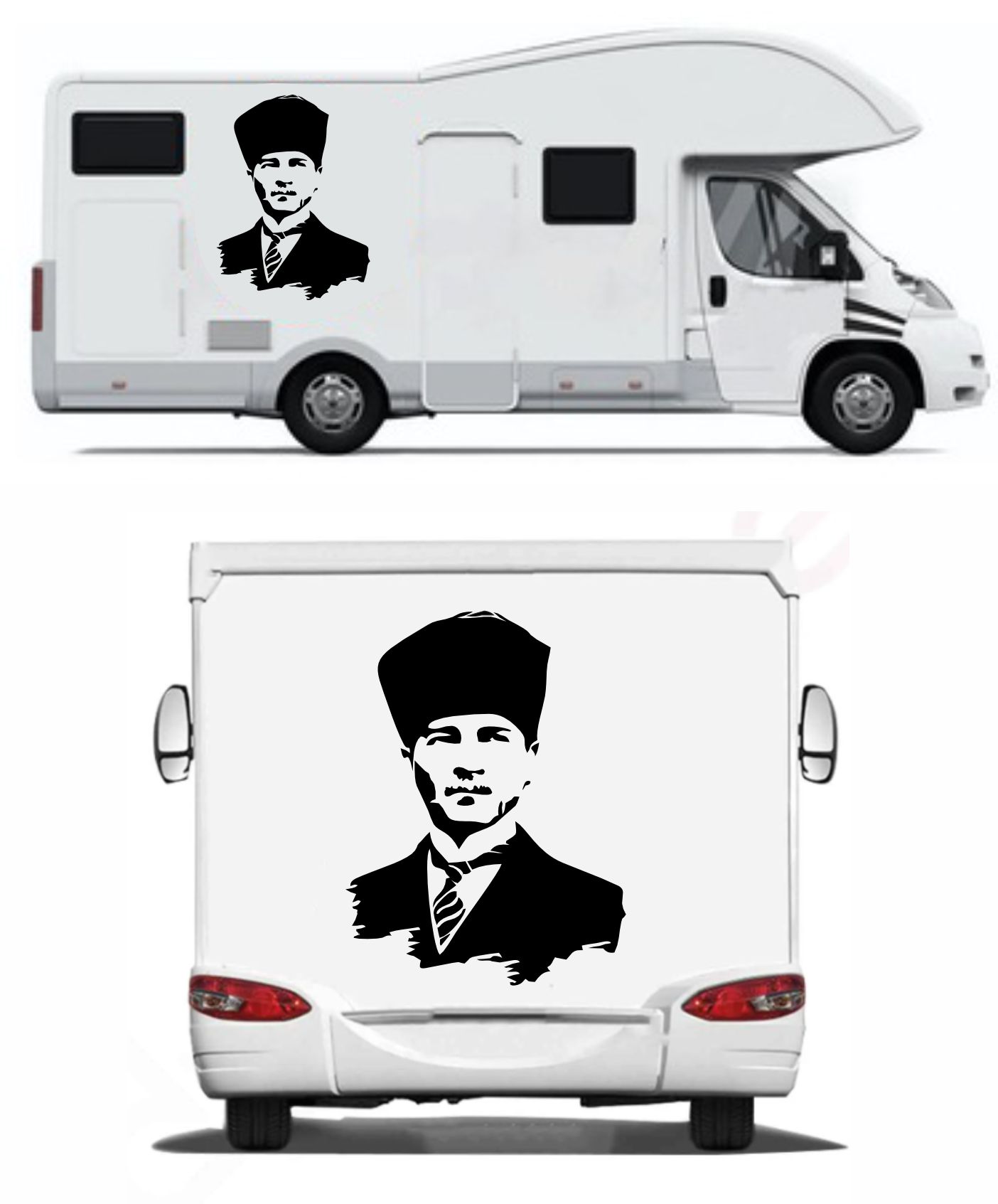 Atatürk Si̇lüet Gazi̇ Mustafa Kemal Büyük Türk Atatürk Başkomtan Sti̇cker Araba Oto Motosi̇klet Karavan Sti̇cker 00008 50X37 Cm 