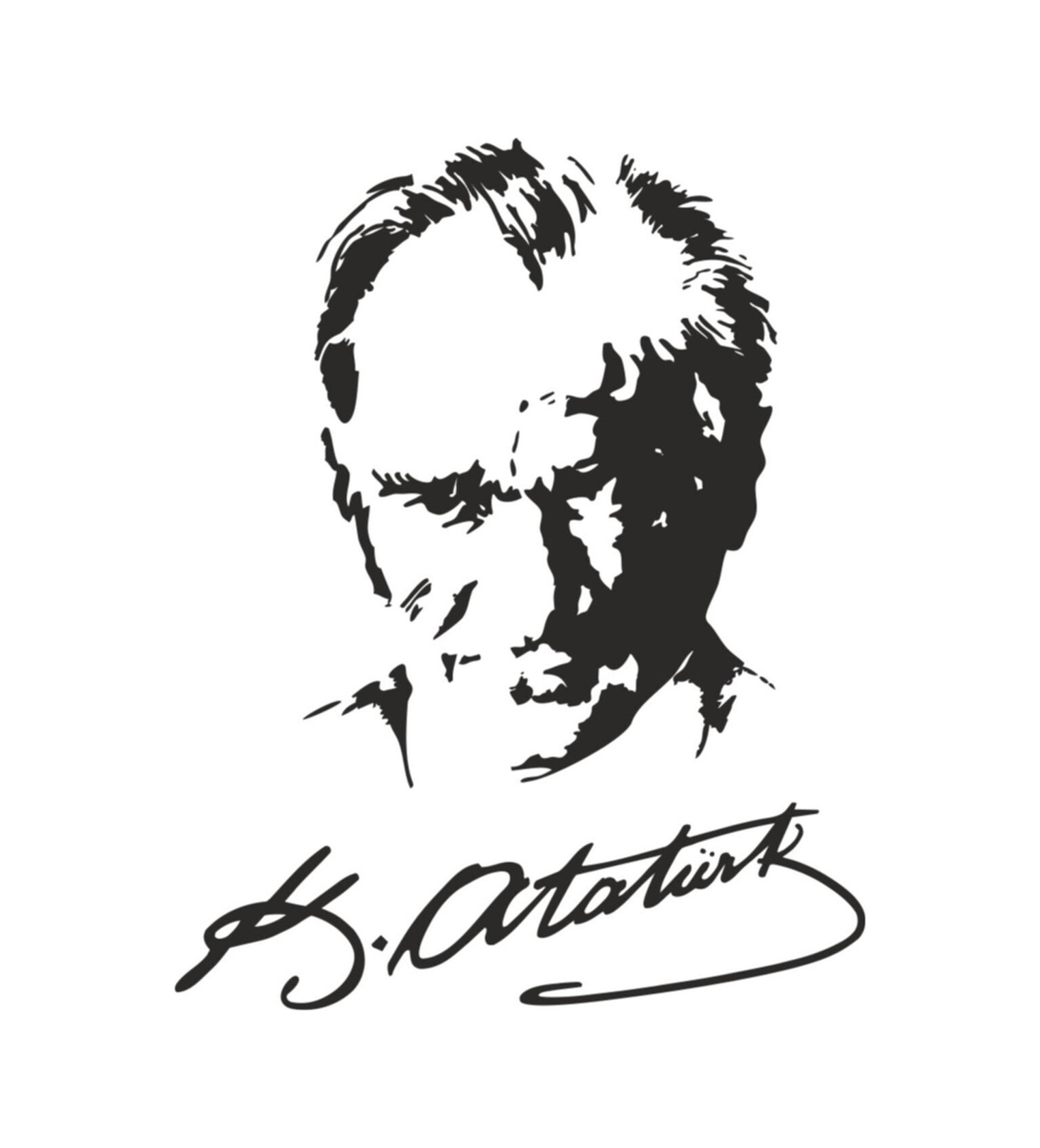 Kemal Atatürk Portre Imza Sti̇cker, Oto Sti̇cker, 13X15Cm, Araç Sti̇cker, Atatürk Imza Sti̇cker, 