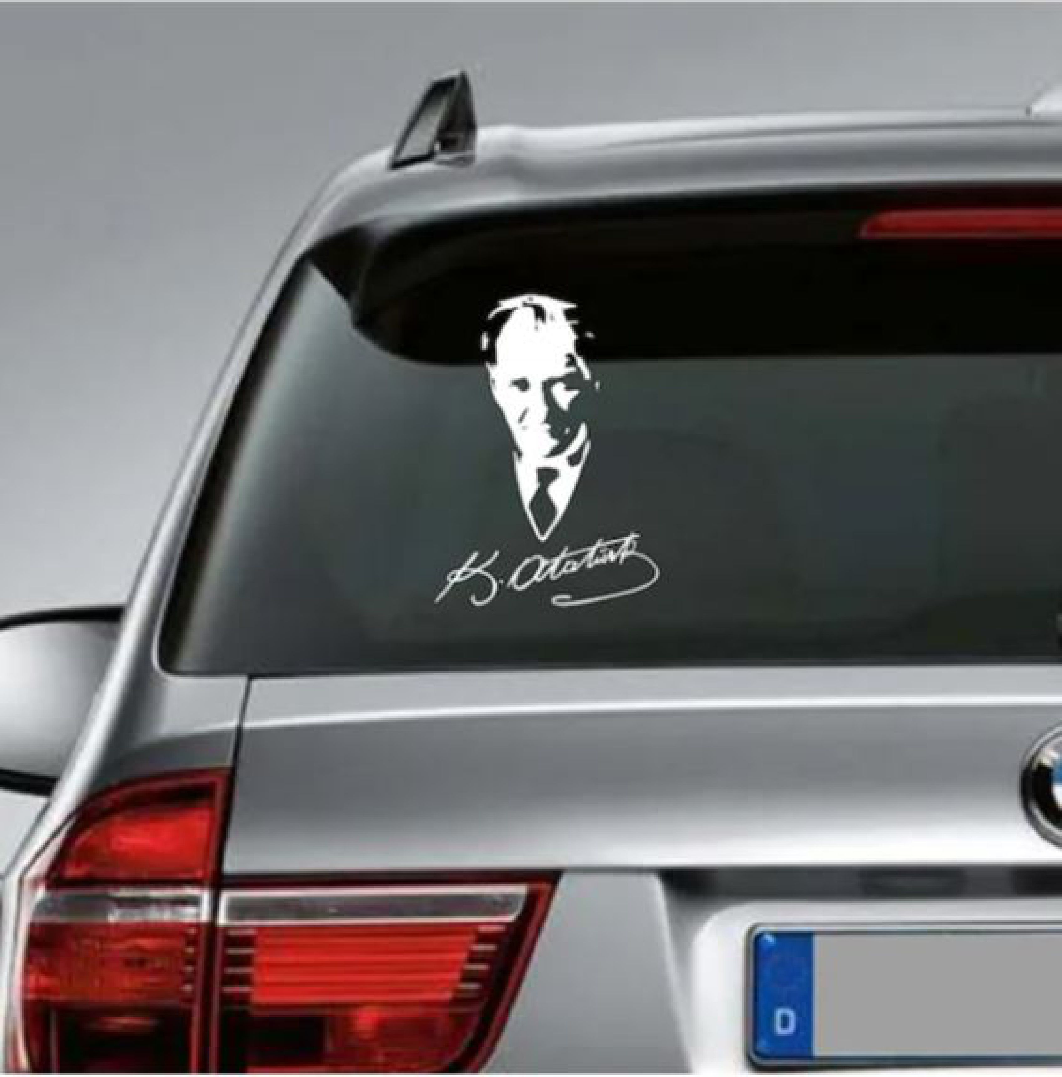 Atatürk İmza Ve Si̇lüet Sti̇cker - Gazi̇ Mustafa Kemal - Atatürk - Araba Oto Motosi̇klet Araç Karavan Sti̇cker 00565 15X11 Cm 