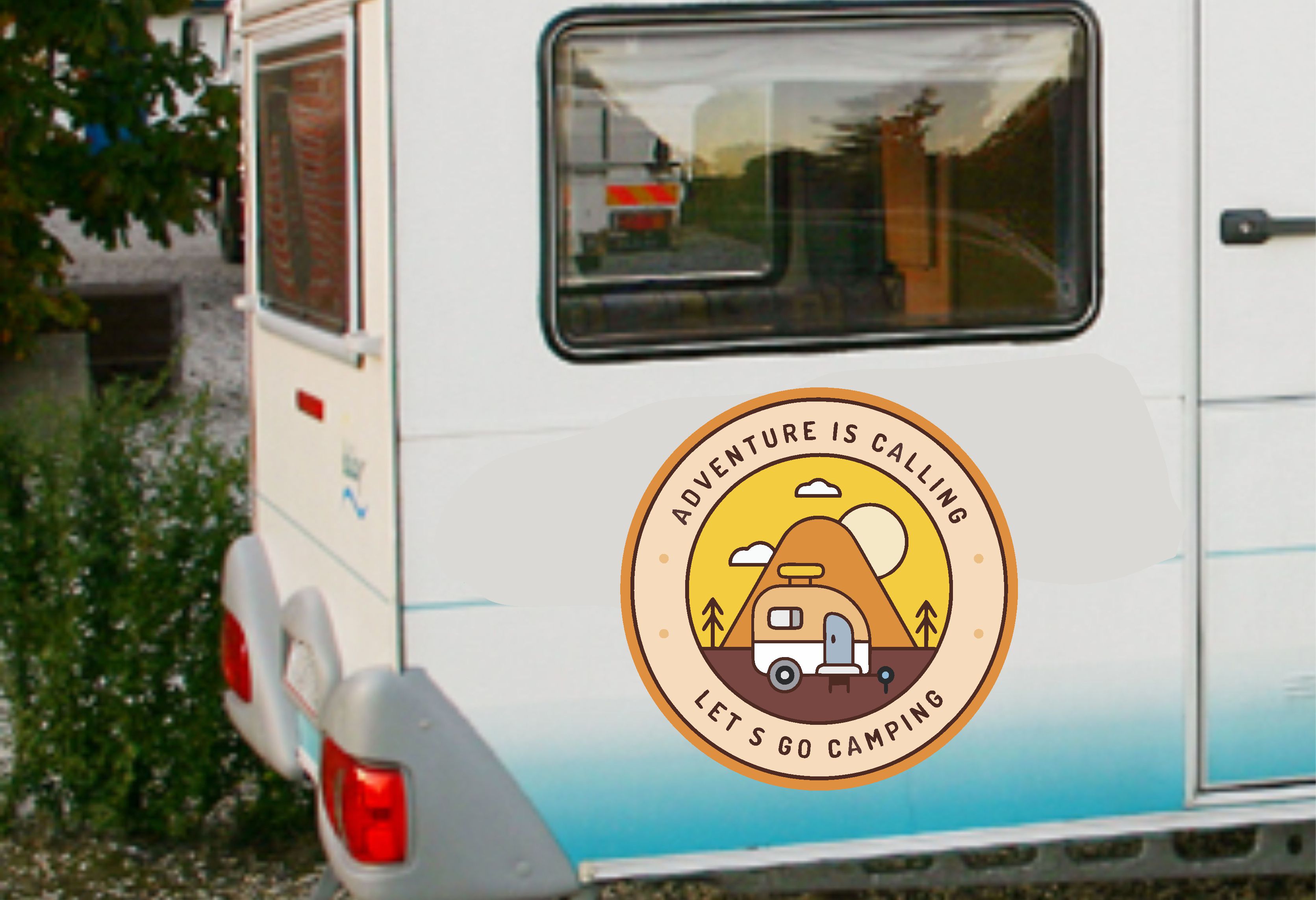 Outdoor Adventure Campi̇ng - Gezgi̇n Karavan Sti̇cker - Kamp Campi̇ng Sti̇cker - Araba Oto Motosi̇klet Karavan Cam Sti̇cker - 00389 60X60 Cm 