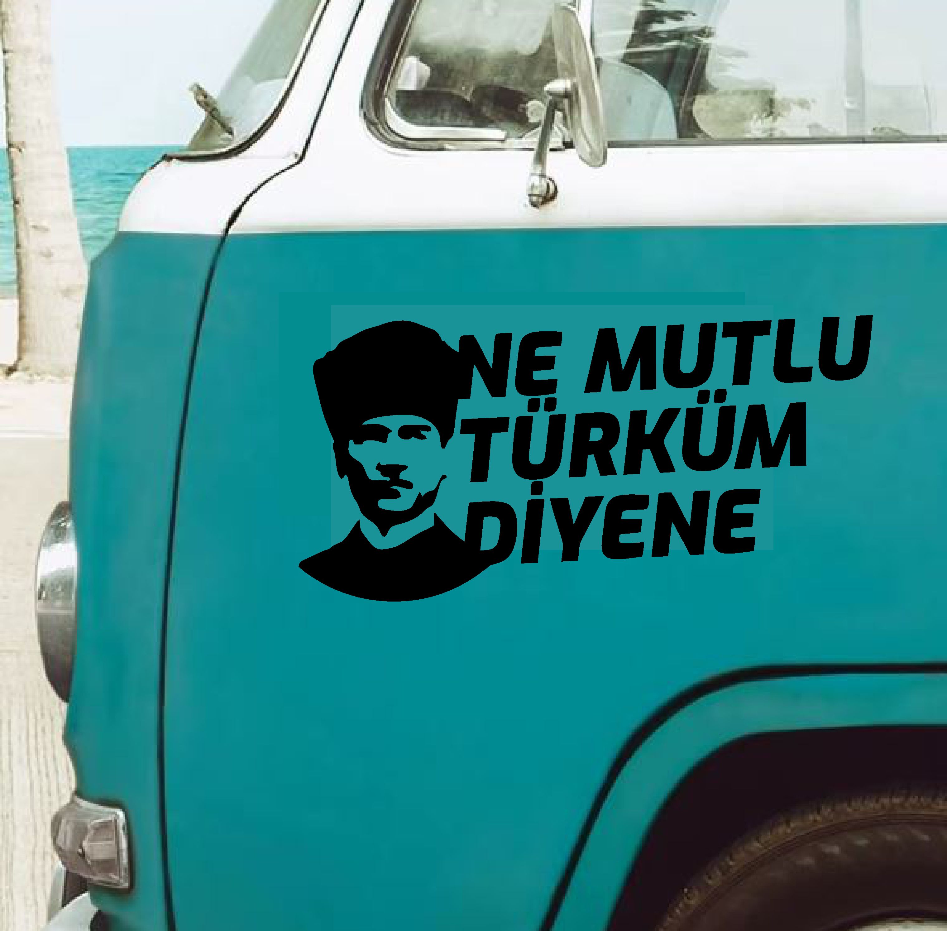 Ne Mutlu Türküm Di̇yene Sti̇cker Atatürk Si̇let Sti̇cker Araba Oto Motosi̇klet Sti̇cker 02505 12X6 Cm 