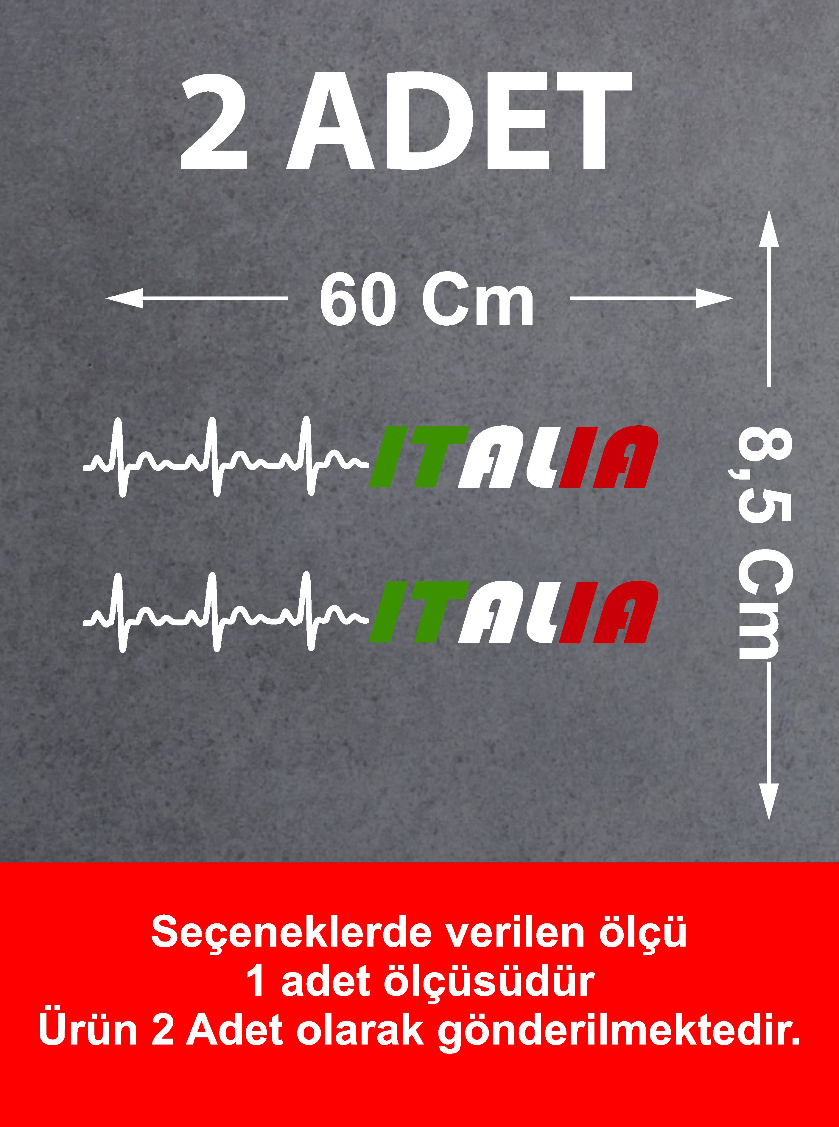Kalp Ri̇ti̇mli̇ Italy Yazı Sti̇cker - Araba Oto Motosi̇klet Cam Sti̇cker - 00078 15 Cm 