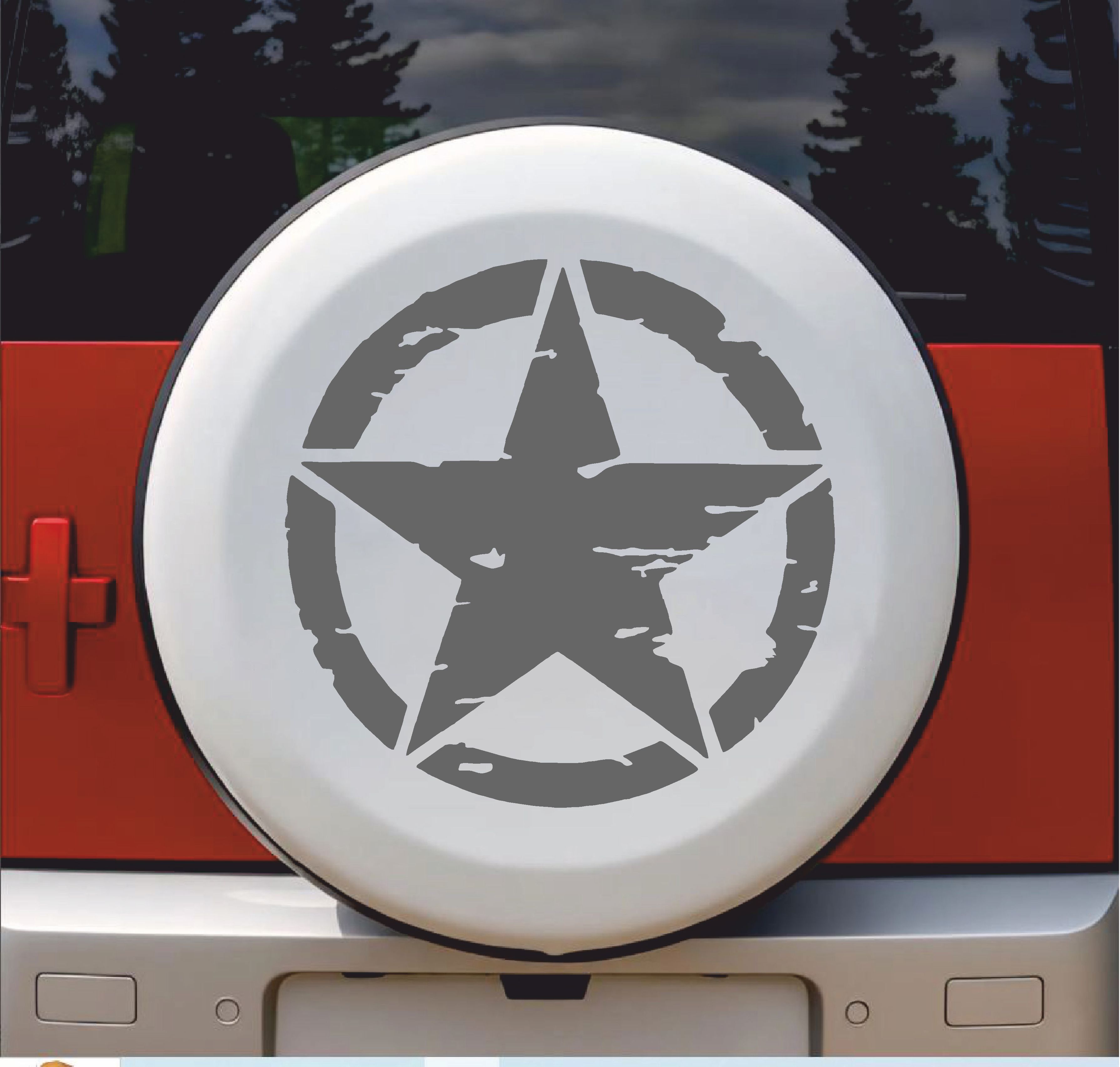 Askeri̇ Yıldız Army Star Sti̇cker - Off Road Pi̇ckup Kamp 4X4 Sti̇cker - Araba Oto Motosi̇klet Karavan Sti̇cker 00677 10X10 Cm 