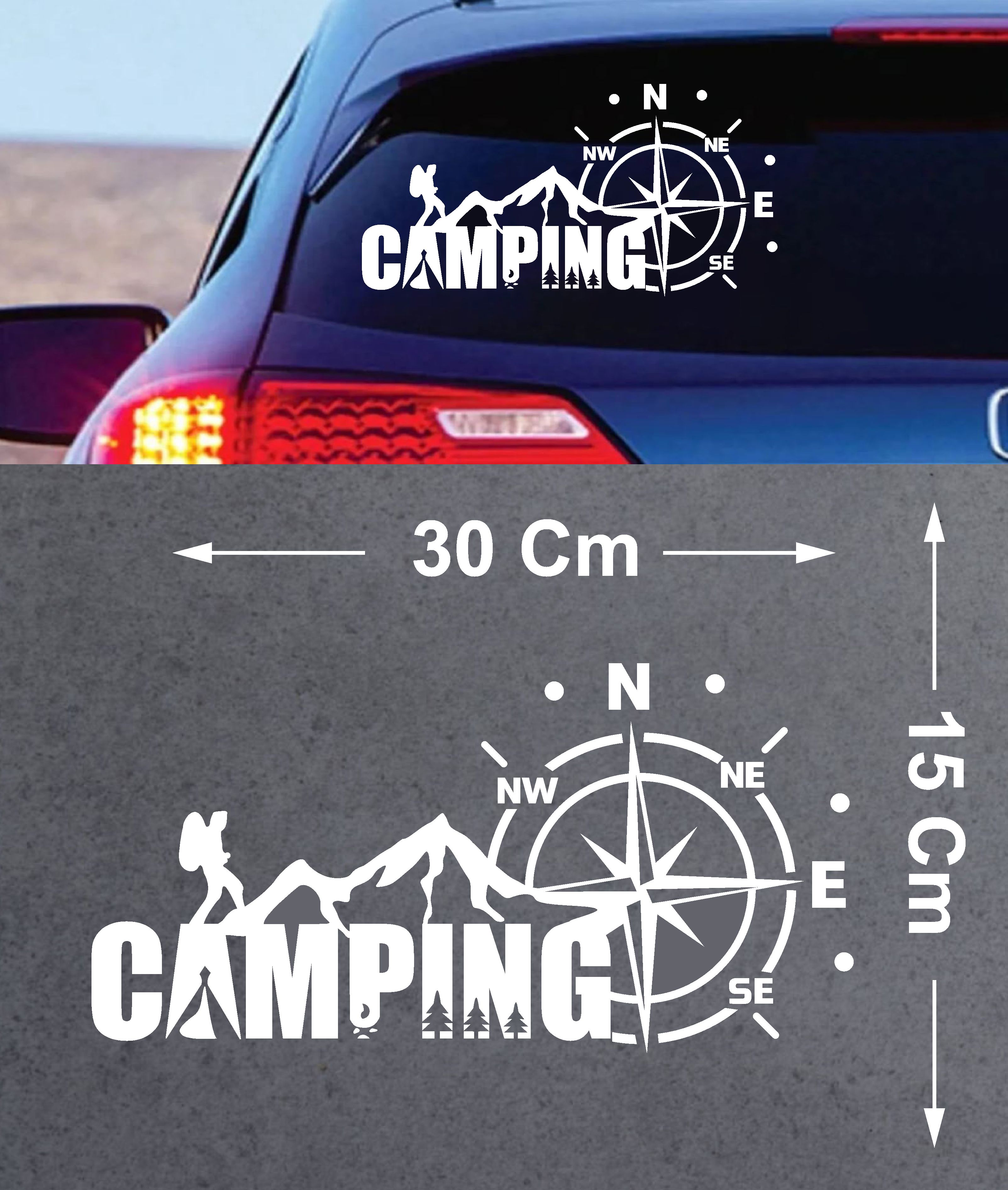 Kamp Ve Pusula Sti̇cker - Araba Oto Motosi̇klet Karavan Cam Sti̇cker - 00134 20X10 Cm 