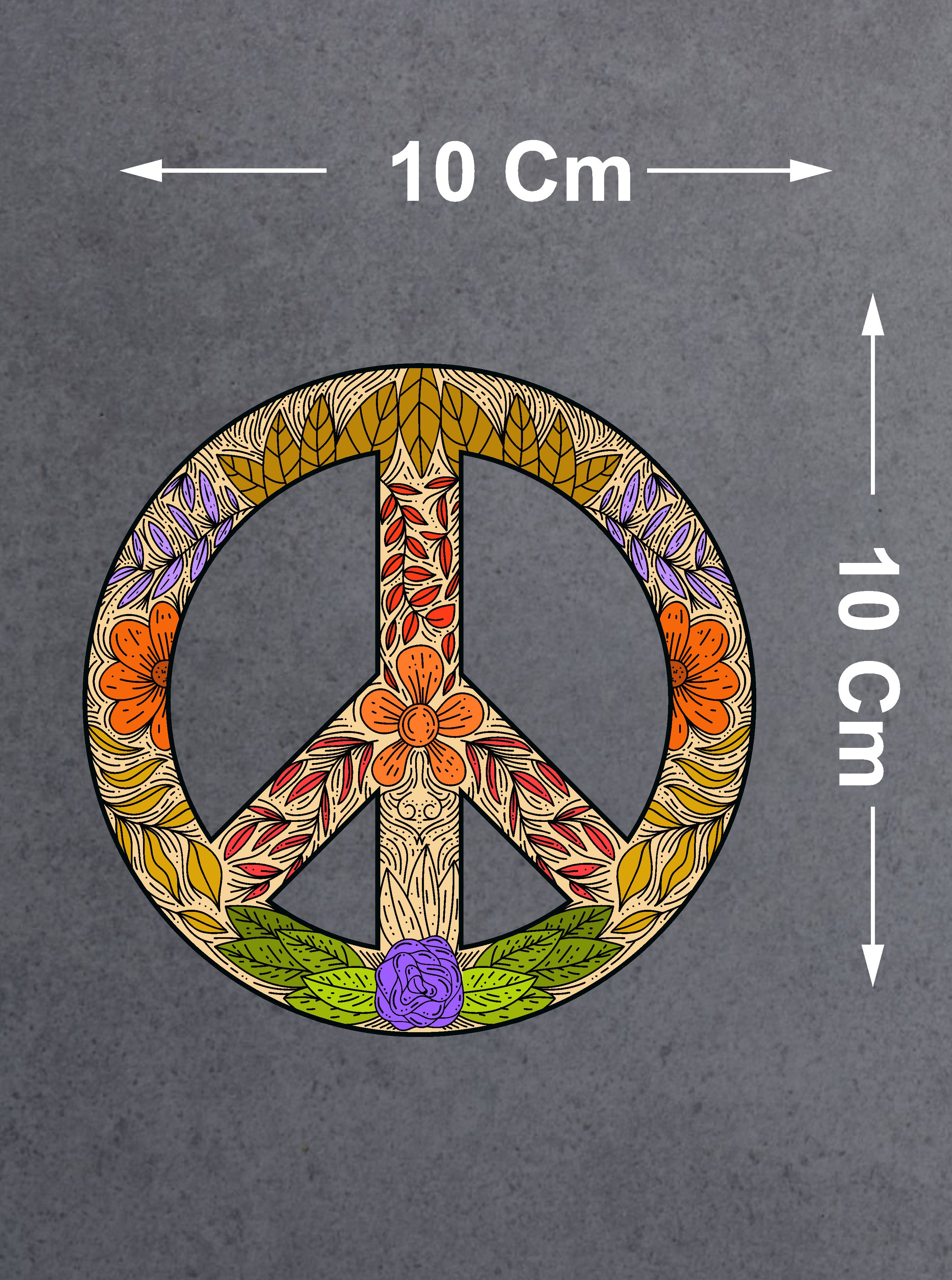 Desenli Peace Barış İşareti Sticker - Araba Oto Motosiklet Karavan Cam Sticker - 00037 10X10 Cm 