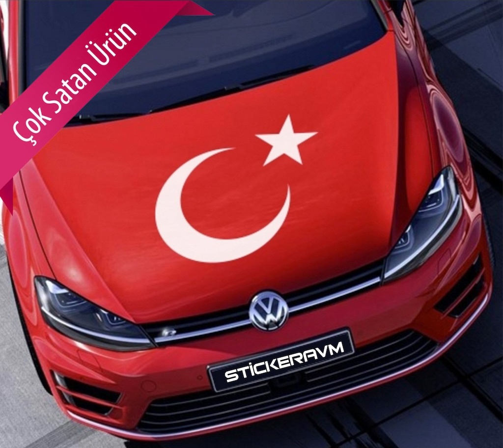 Ay Yıldız Türk Bayrağı Sti̇cker - Ay Yıldız Sti̇cker, Oto Sti̇cker 80Cmx60Cm-Beyaz