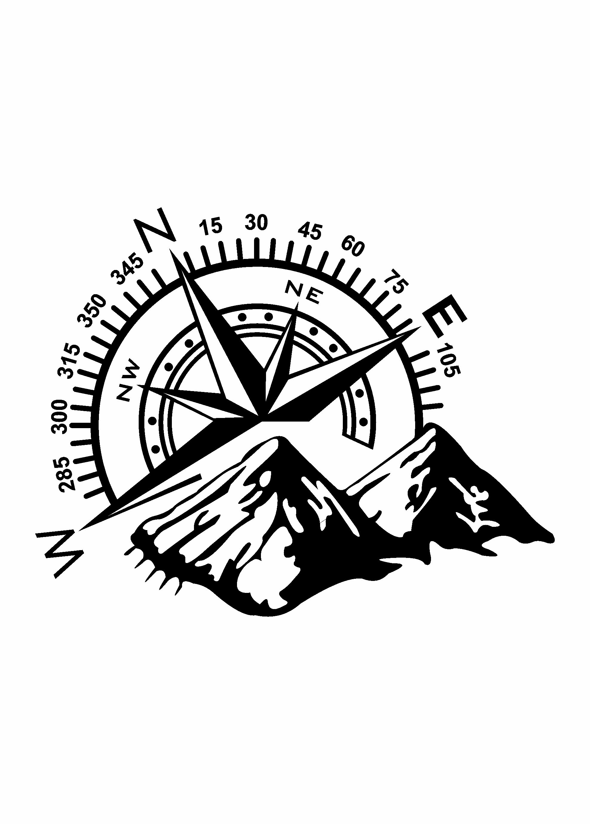 Pusula Ve Dağ Sti̇cker, Off Road Kamp Adventure Kamp Sti̇cker, Araba Oto Karavan Pi̇ckup Sti̇cker 02522 15X12 Cm 