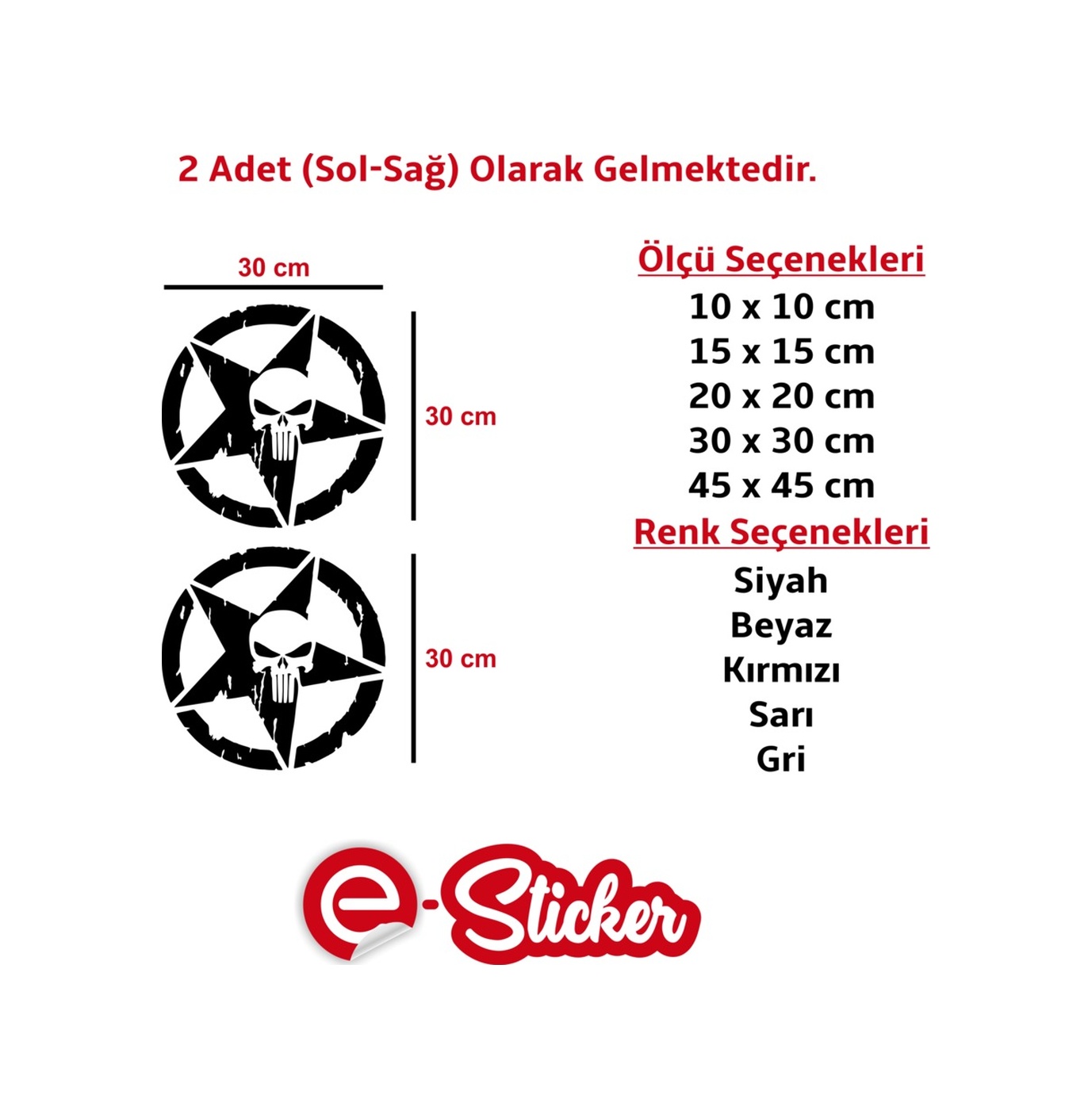 2 Adet Army Star Kuru Kafa Askeri̇ Yıldız Off Road Sti̇cker Araba S Kırmızı-10 X 10 Cm