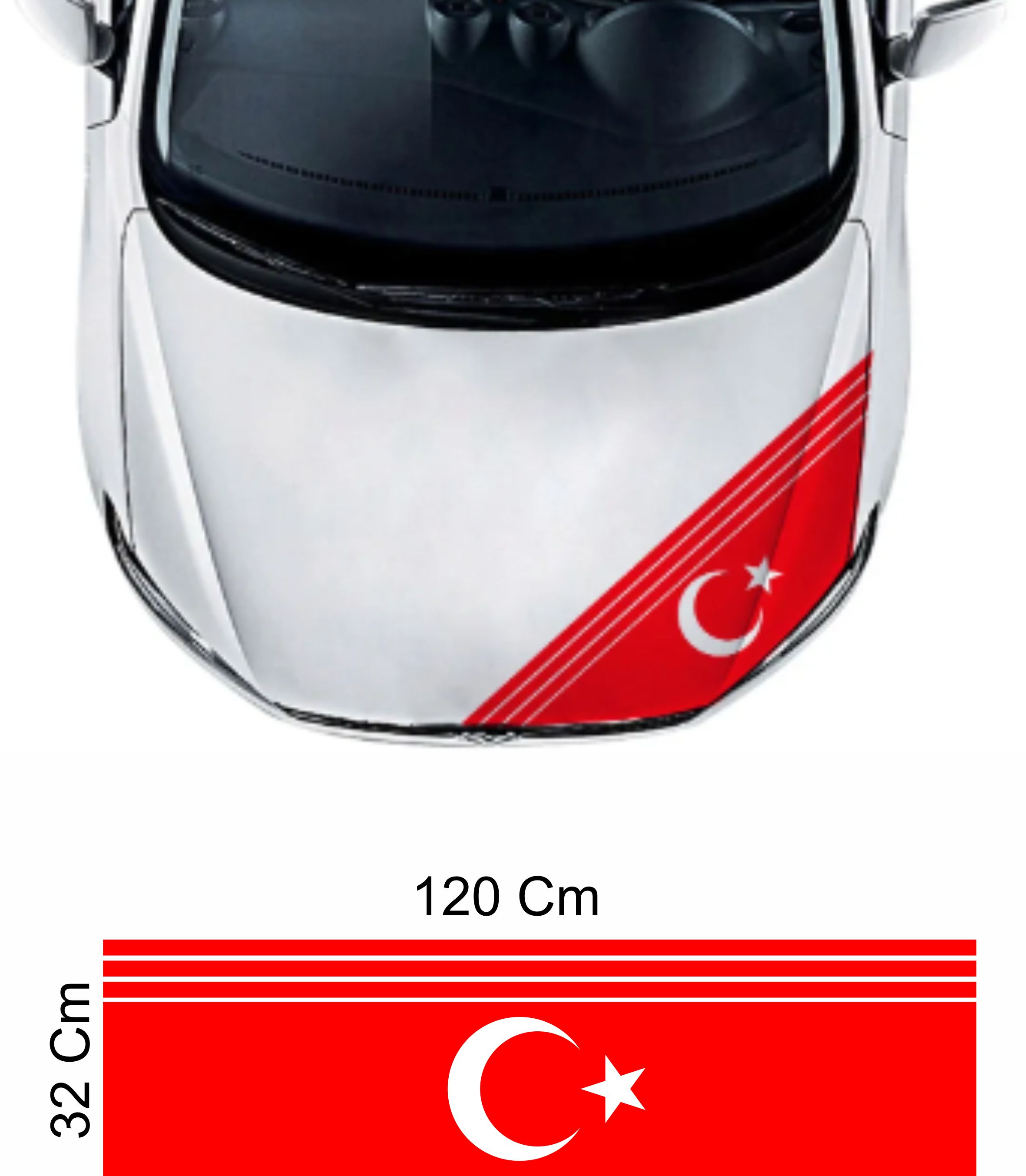 Araba Kaput Şerit Sticker - Araba Oto Araç Sticker - 00009 120X32 Cm 