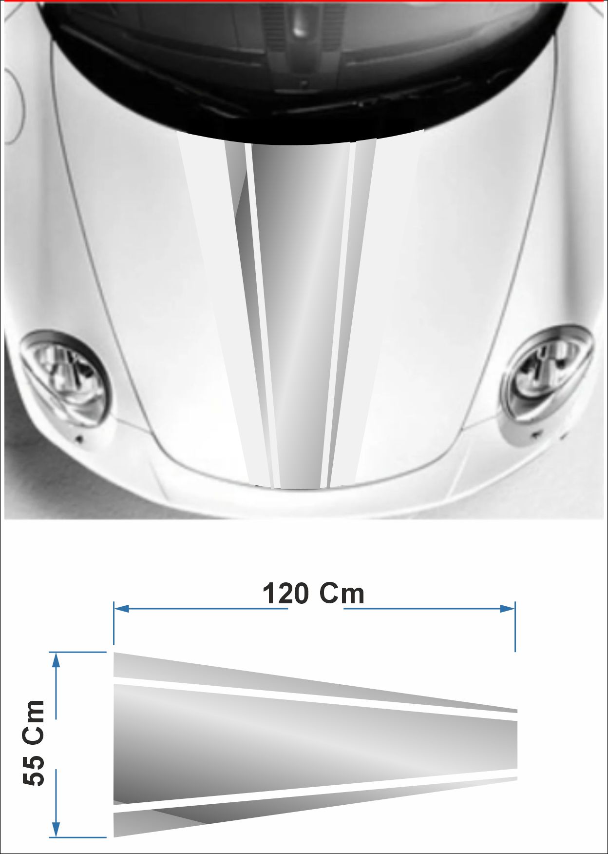 Araba Kaput Şeri̇t Sti̇cker - Araba Oto Kaput Şeri̇t Sti̇cker - 00020 120X55 Cm 