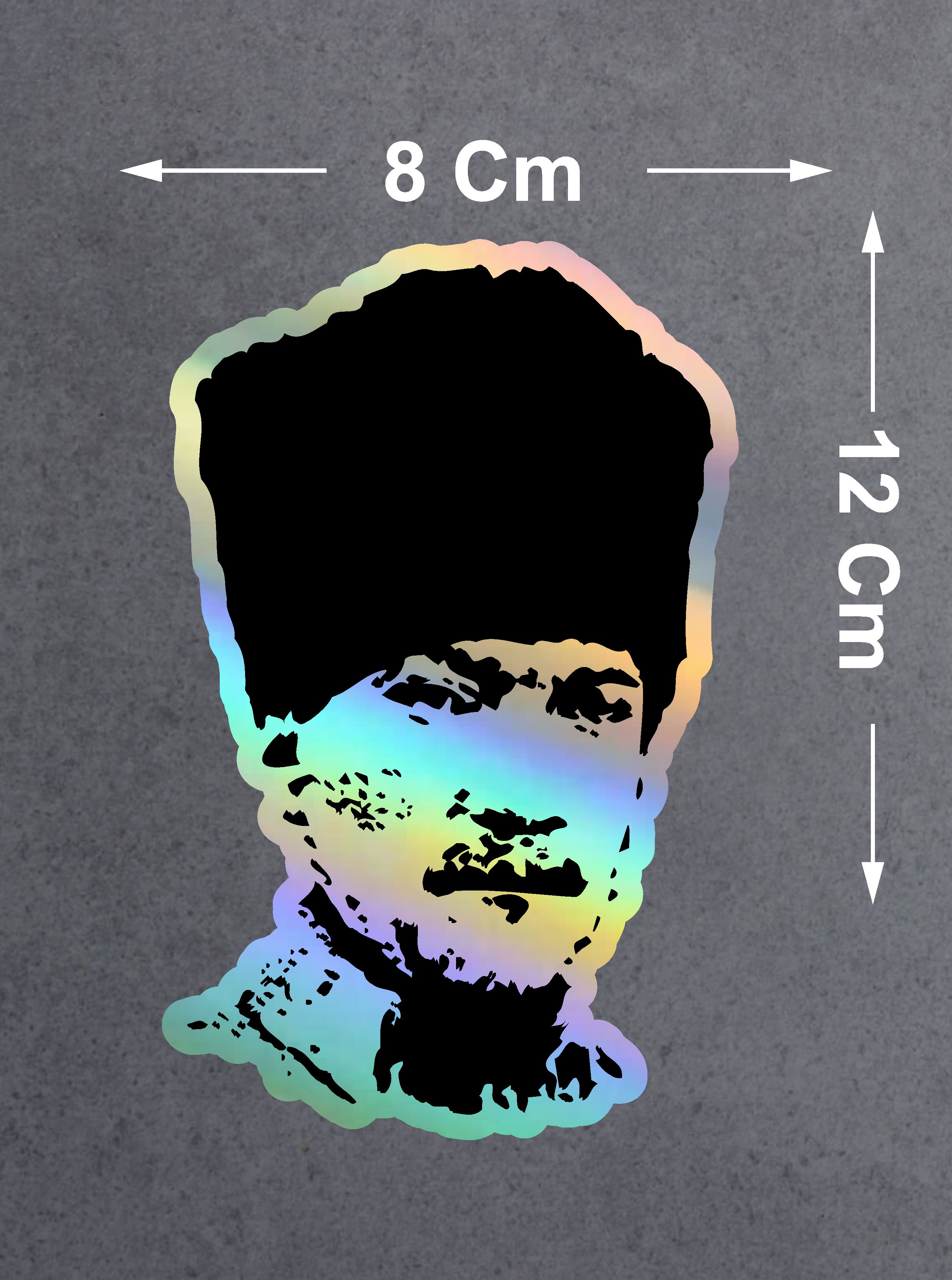 Hologramlı Janjanlı Atatürk Si̇lüet Sti̇cker - Araba Oto Motosi̇klet Karavan Sti̇cker 03006 8X5 Cm 