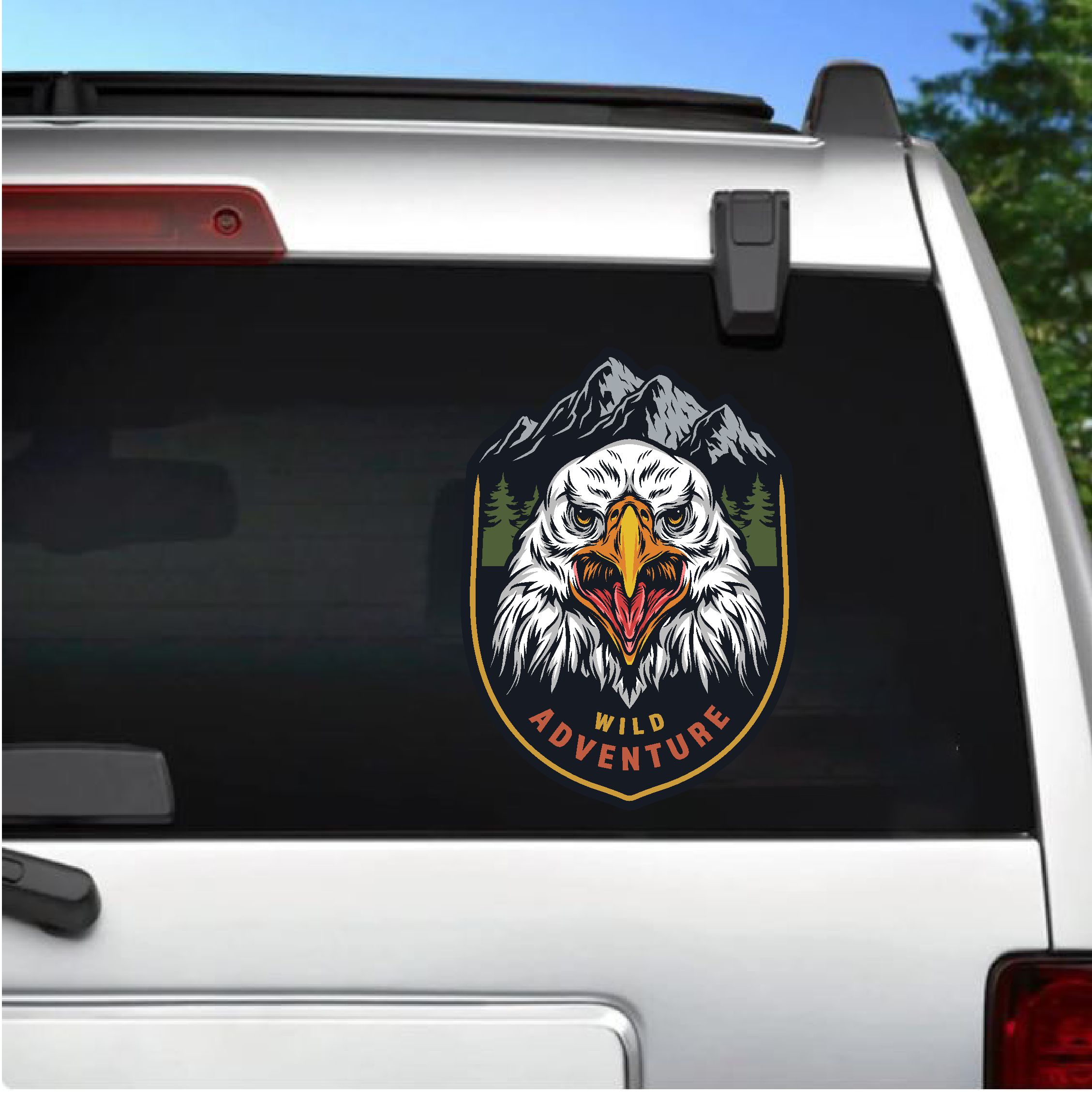 Vahşi̇ Kartal Sti̇cker - Wi̇ld Adventure Off Road 4X4 Kamp Sti̇cker - Araba Oto Motosi̇klet Karavan Cam Sti̇cker - 00051 12X9 Cm 