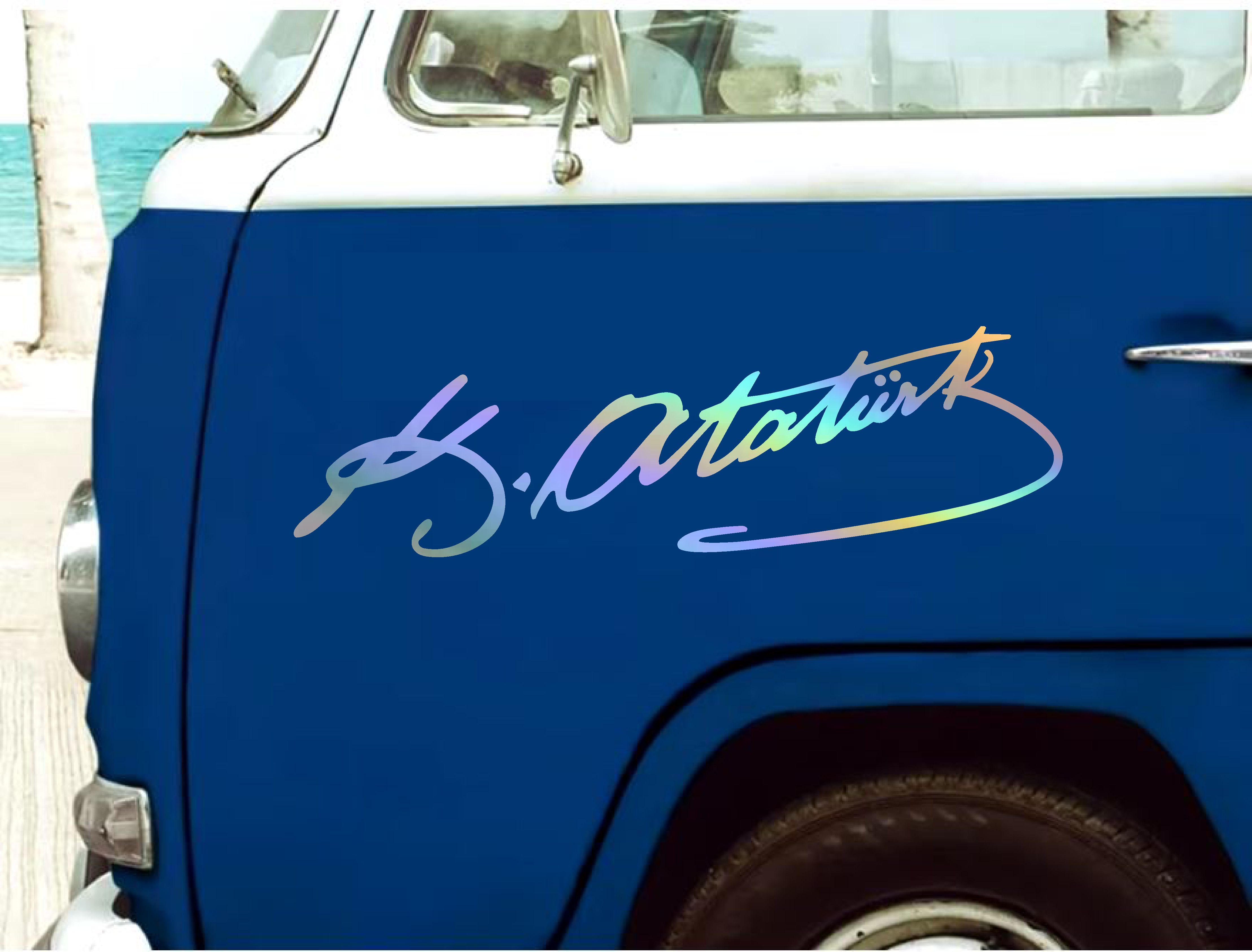 Atatürk Imza Sti̇cker - 2 Adet Mustafa Kemal Atatürk Imza Araba Oto Motosi̇klet Karavan Sti̇cker 00016 50X15 Cm 