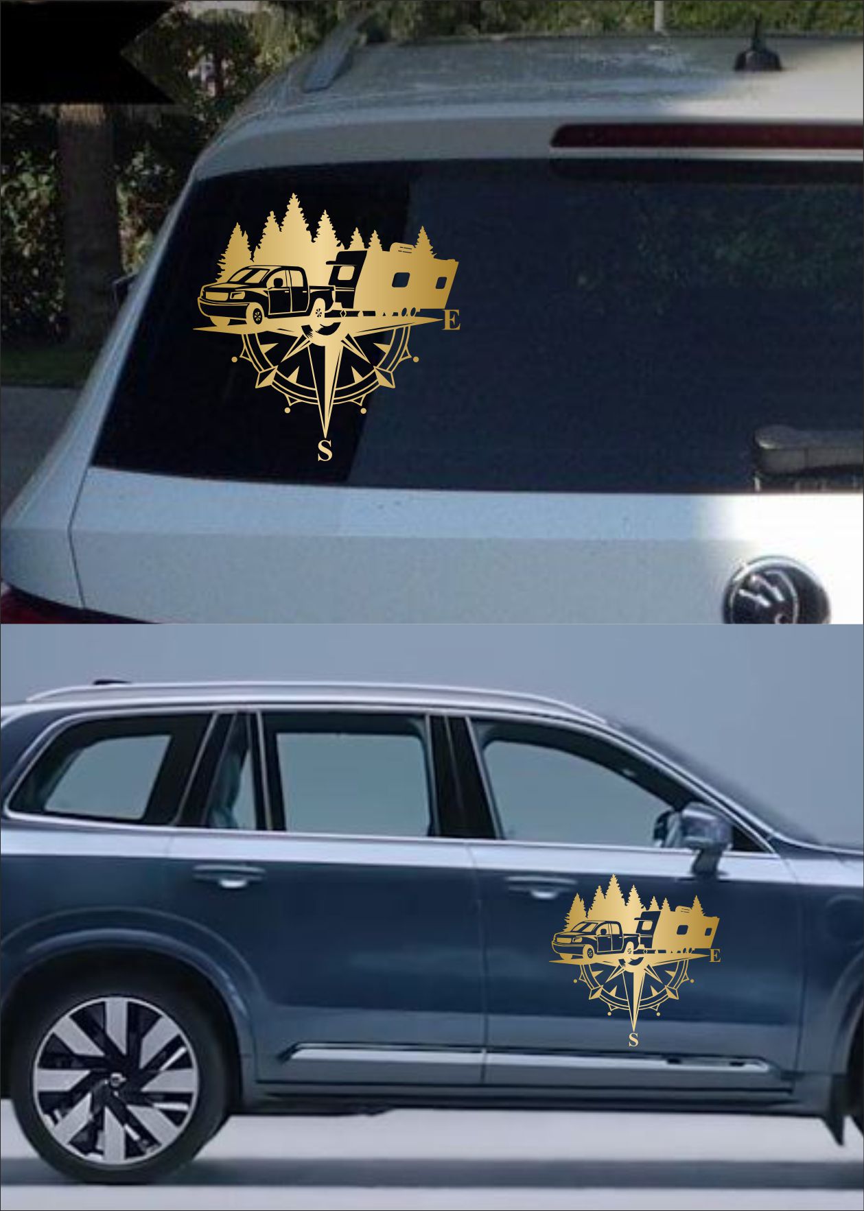 Pusula Ve Karavan Sti̇cker, Kamp Kampçı Doğa, Araba Oto Pi̇ckup Karavan Sti̇cker 02518 40X40 Cm 