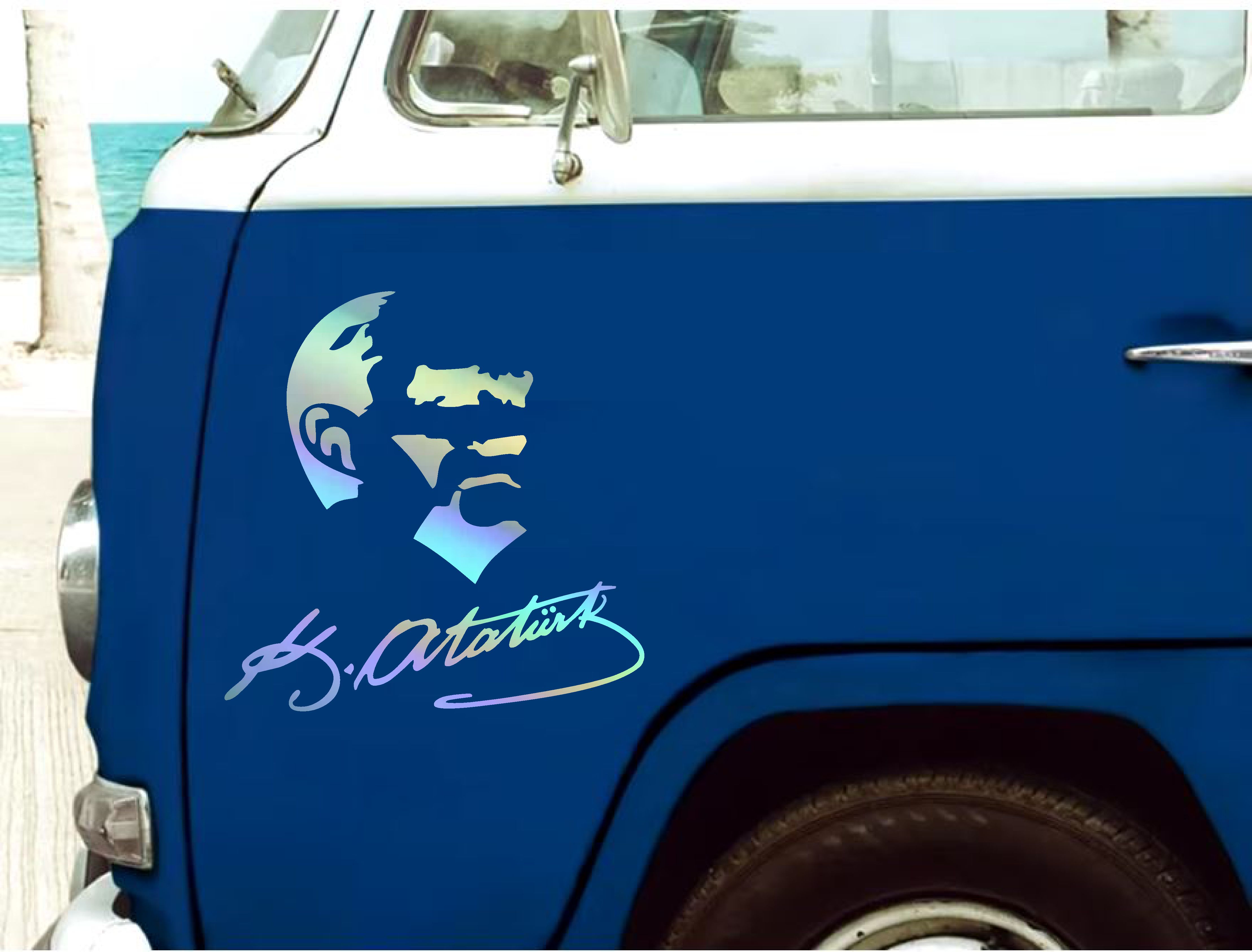 Atatürk Si̇let Ve İmza Sti̇cker - Mustafa Kemal Atatürk Başbuğ Büyük Türk Sti̇cker -Araba Oto Motosi̇klet Karavan Cam Sti̇cker - 00319 12X12 Cm 