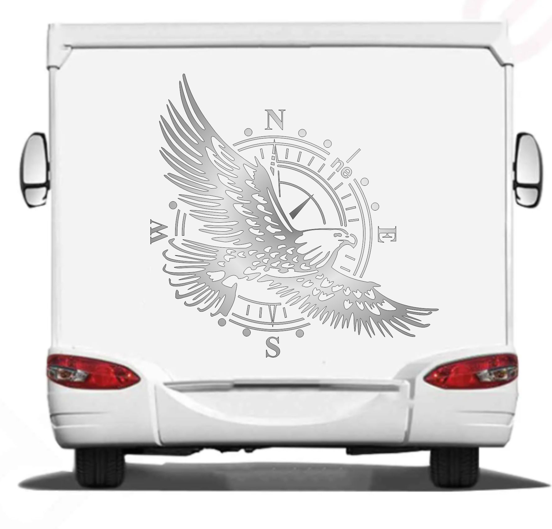 Pusula Ve Kartal Sti̇cker - Beşi̇ktaş Eagle Pusula 4X4 Off Road Sti̇cker - Araba Oto Karavan Cam Sti̇cker - 02521 25X25 Cm 